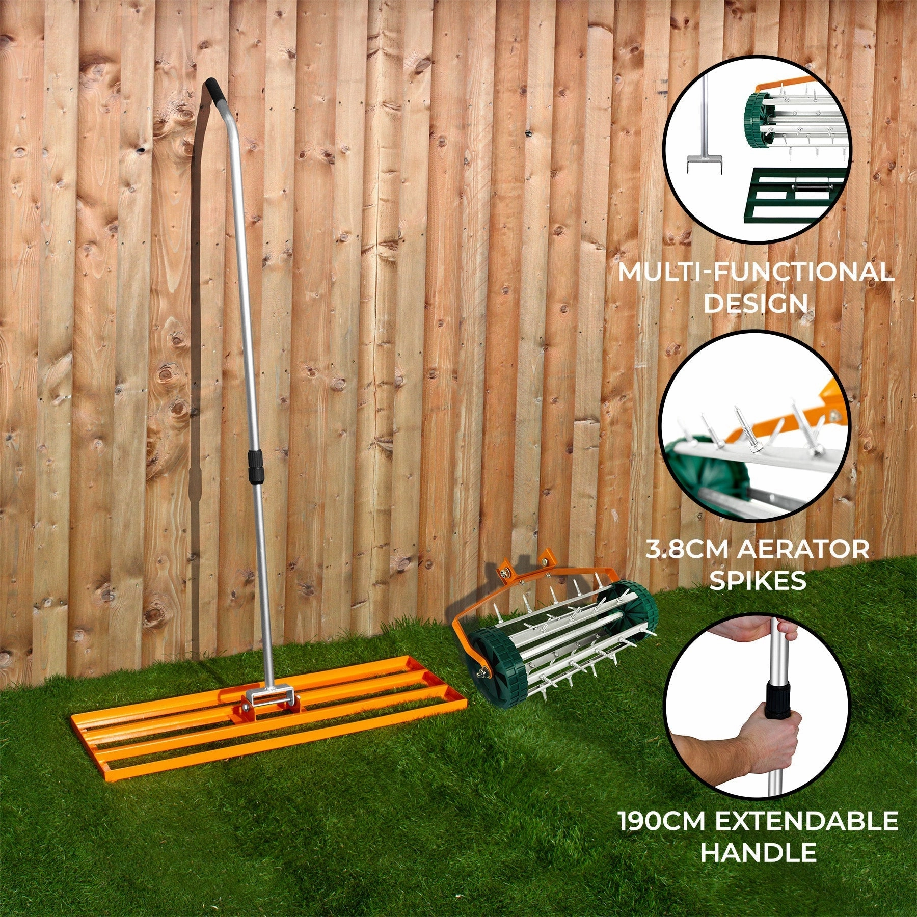 100cm Lawn Leveller & Aerator  Orange