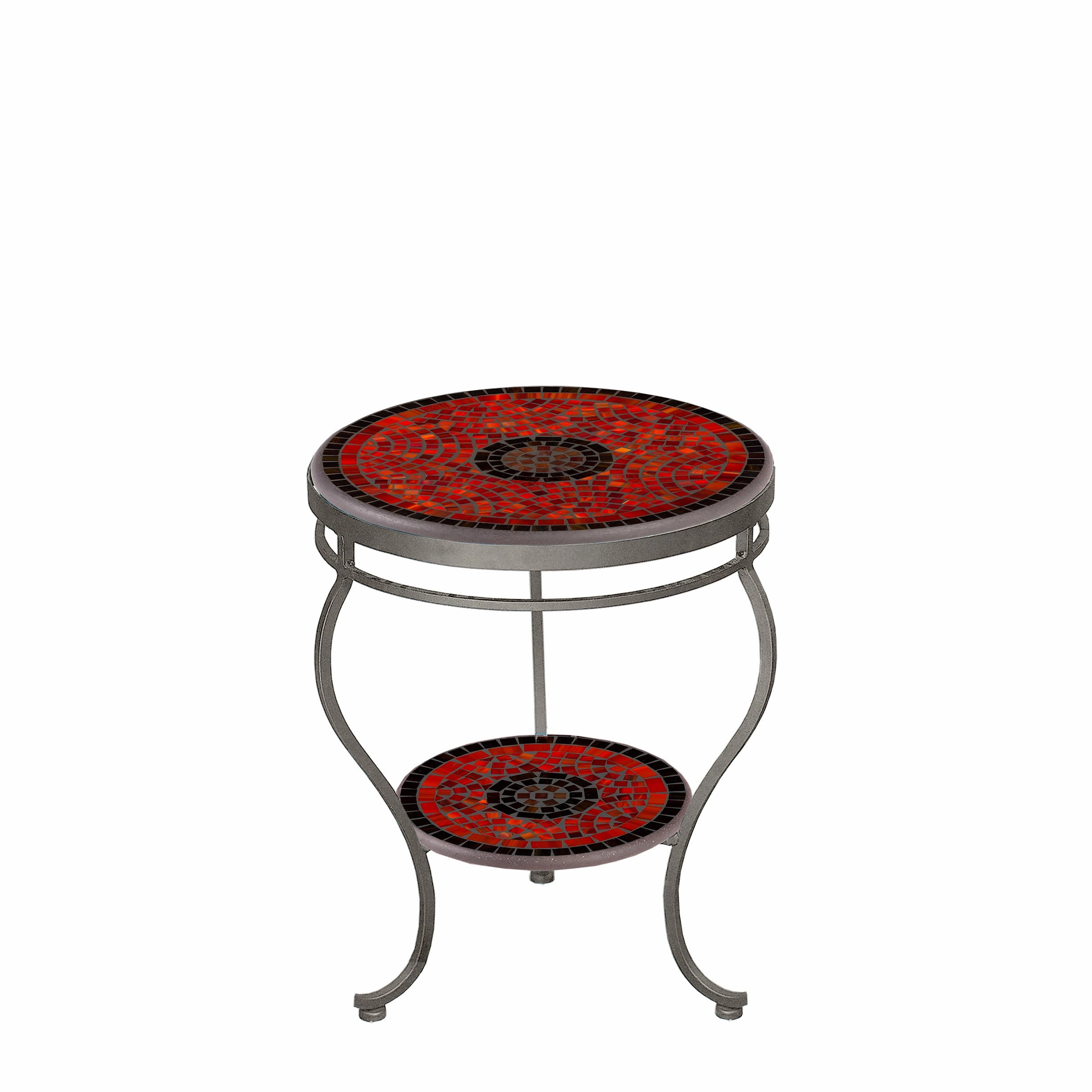 18" Elements Mosaic Stone Top Double Tiered Side Table