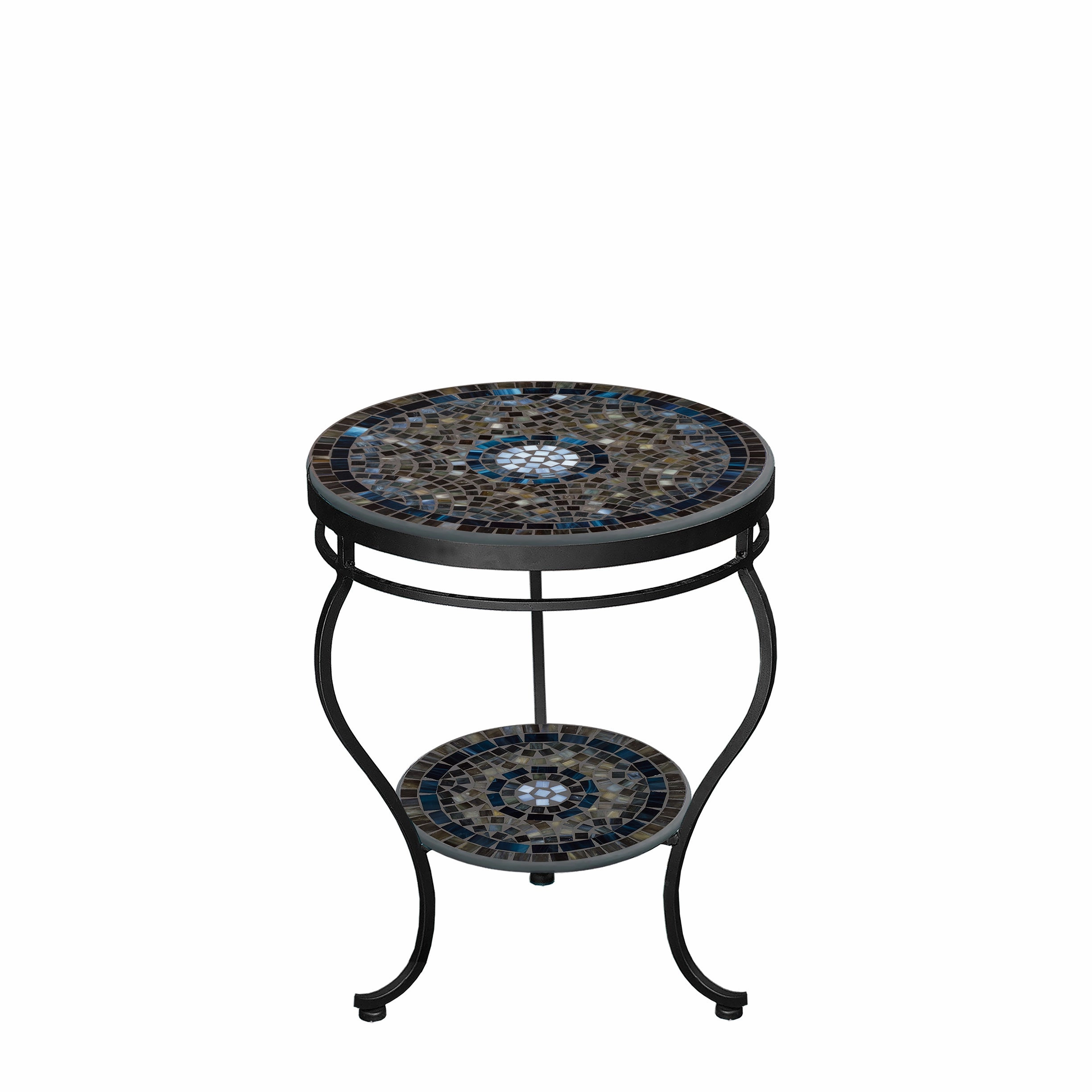18" Elements Mosaic Stone Top Double Tiered Side Tableoutdoor coffee table for patio or lounge