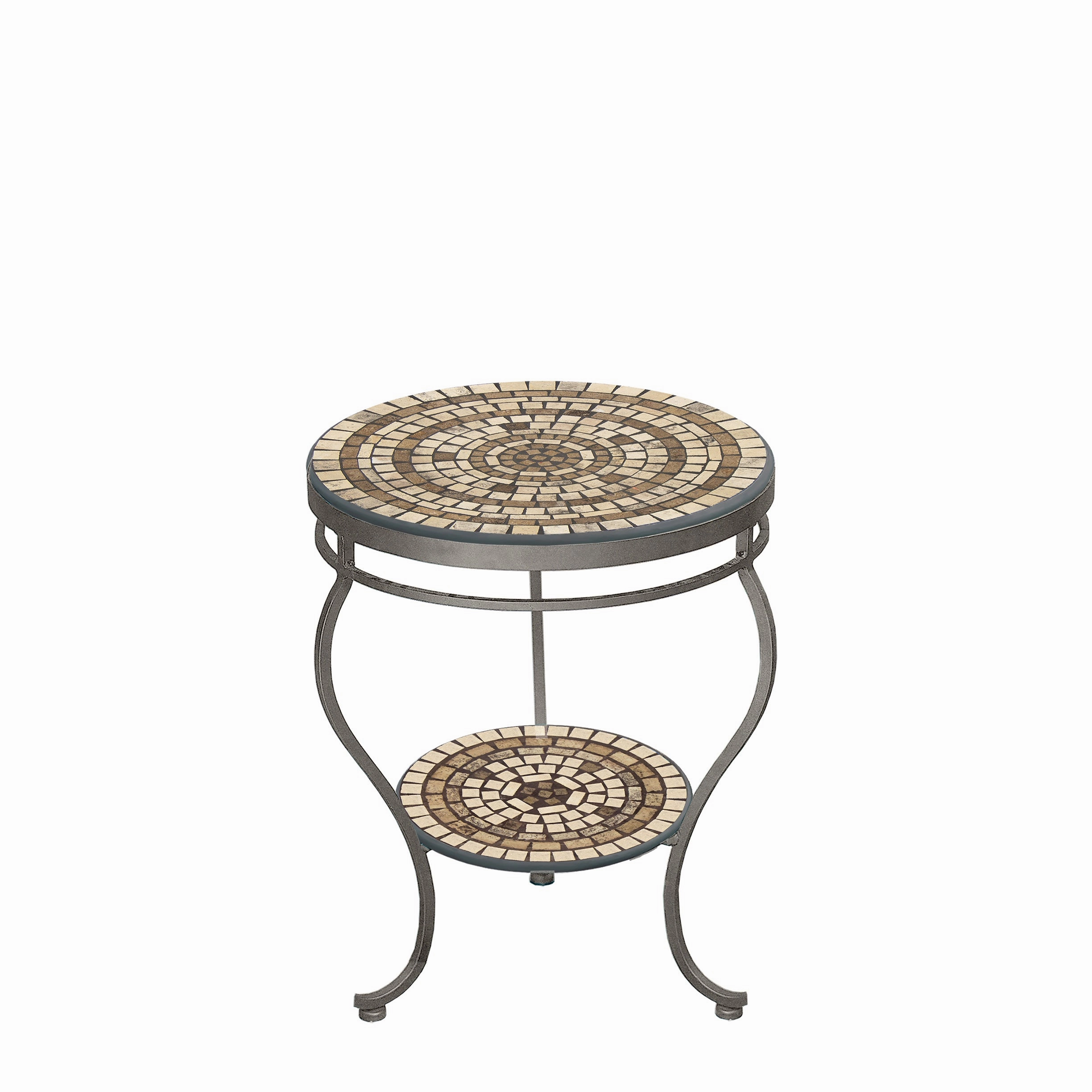 18" Elements Mosaic Stone Top Double Tiered Side Table