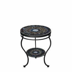 18" Elements Mosaic Stone Top Double Tiered Side Tableoutdoor coffee table for patio or lounge