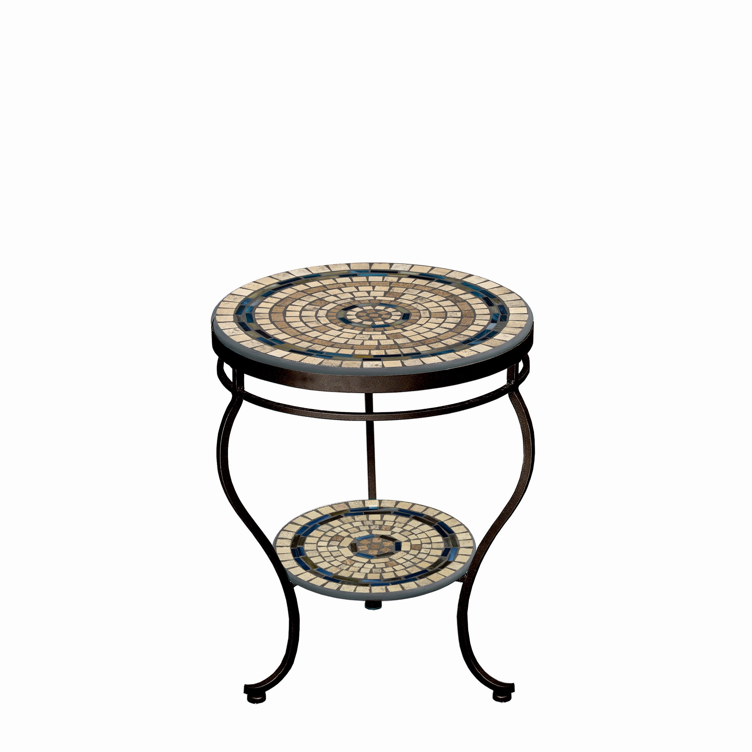 18" Elements Mosaic Stone Top Double Tiered Side Table