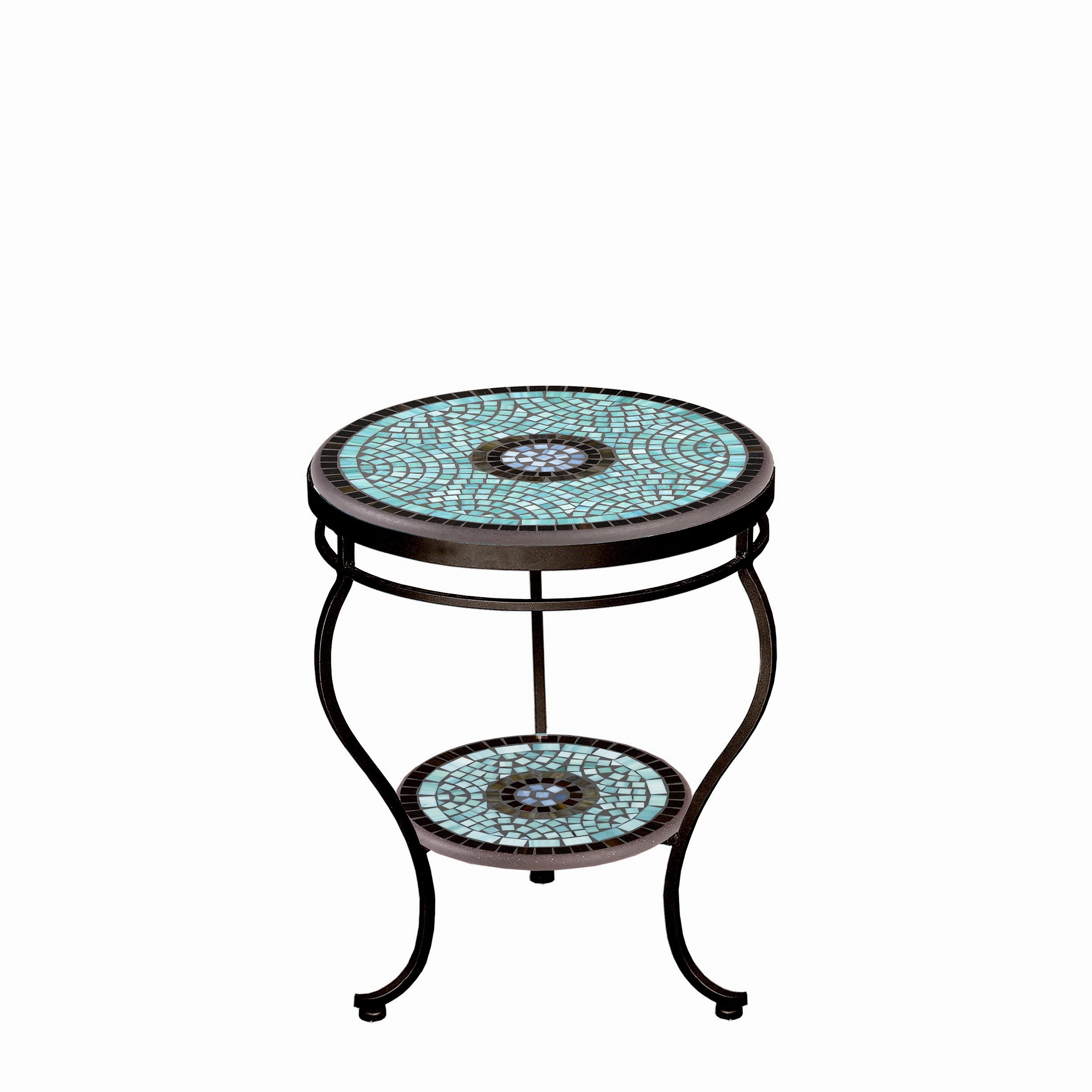 18" Elements Mosaic Stone Top Double Tiered Side Table