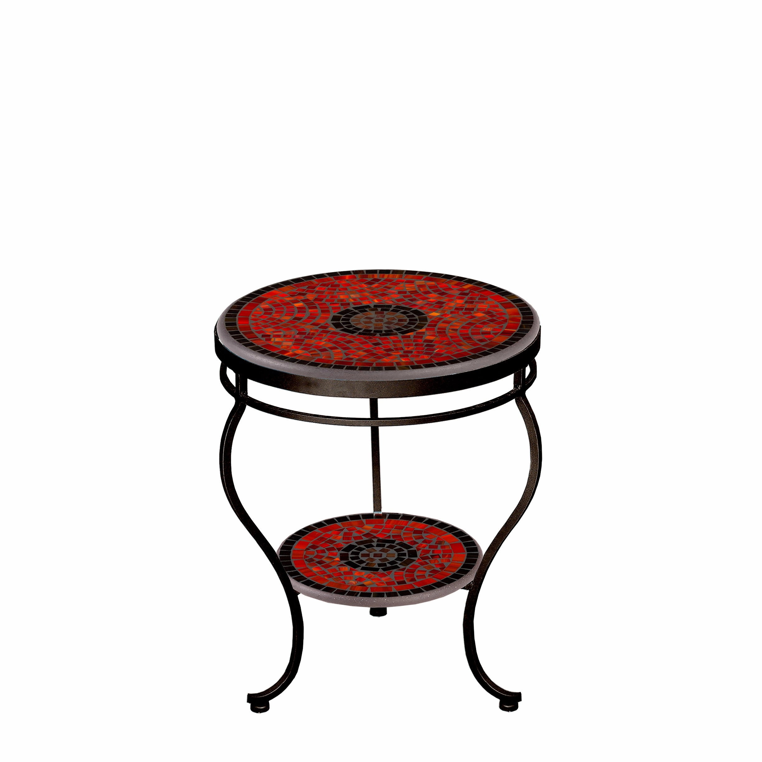 18" Elements Mosaic Stone Top Double Tiered Side Table
