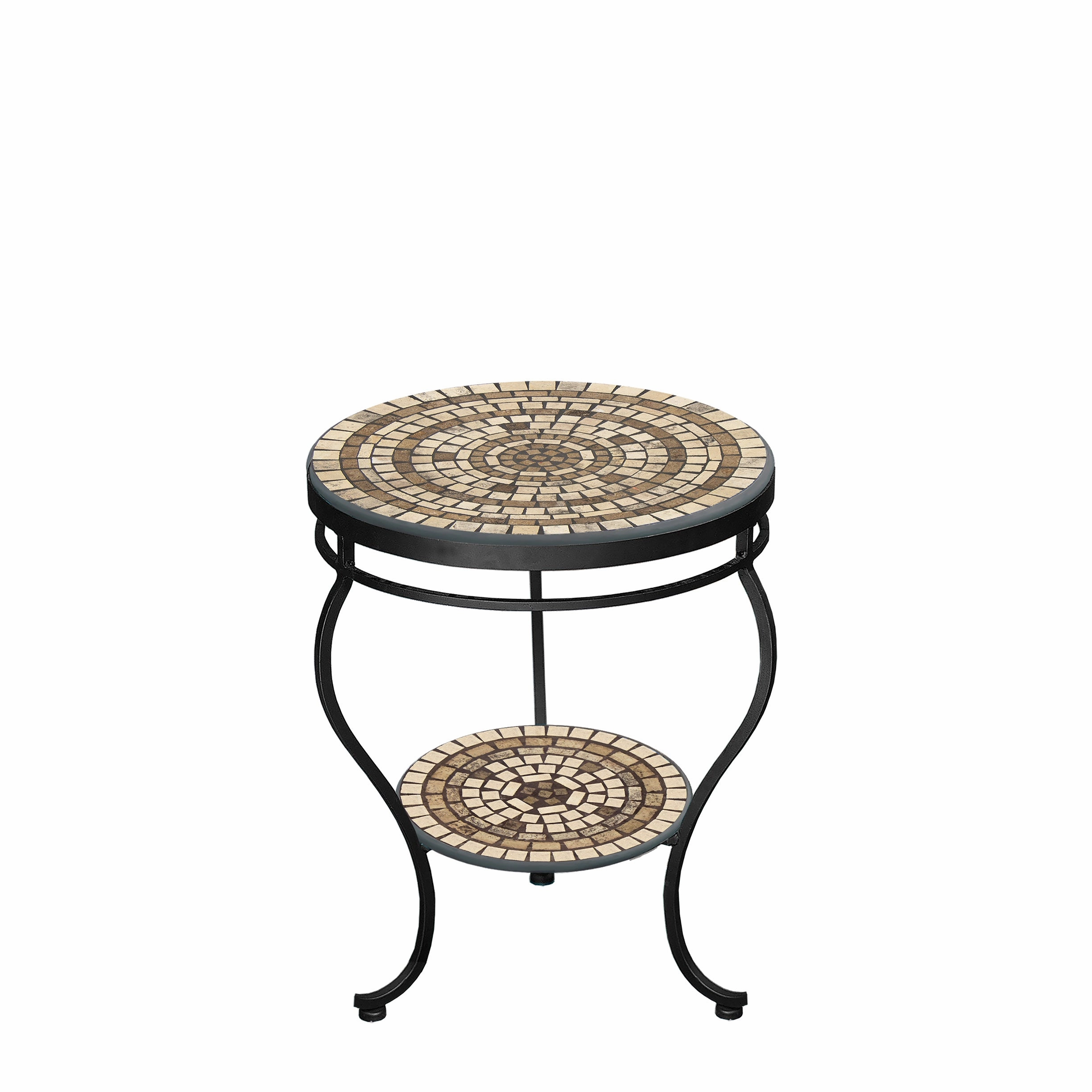 18" Elements Mosaic Stone Top Double Tiered Side Table