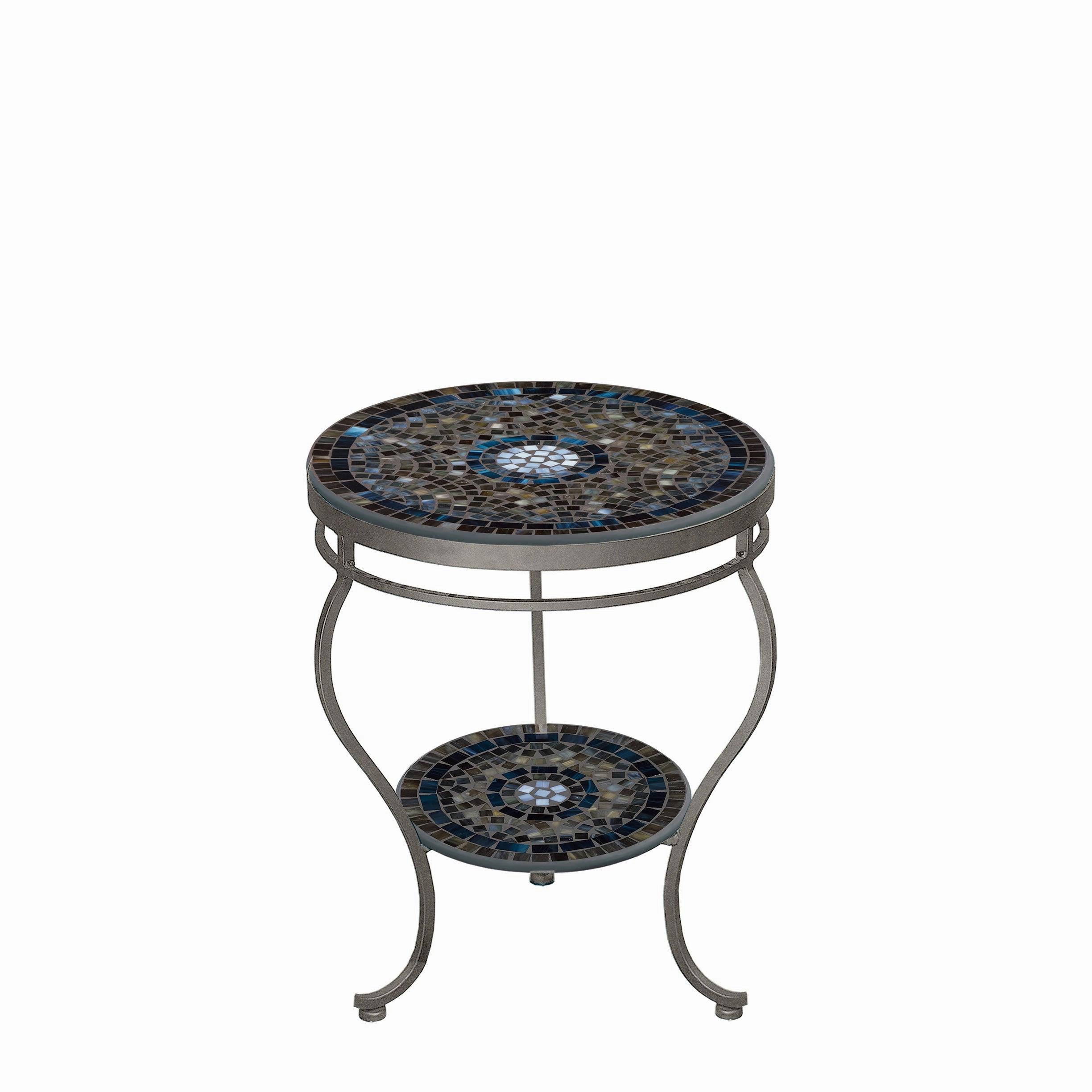 18" Elements Mosaic Stone Top Double Tiered Side Table
