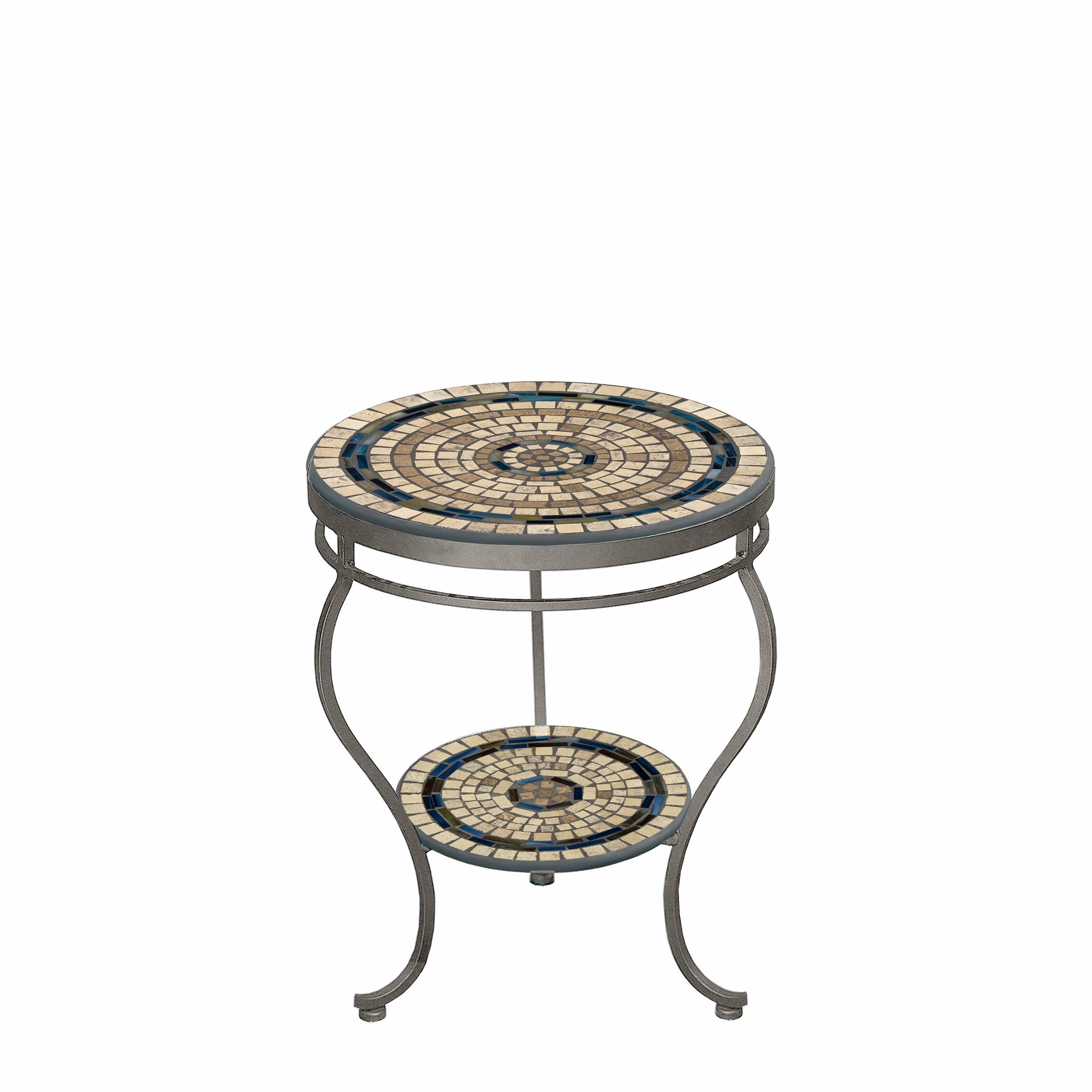 18" Elements Mosaic Stone Top Double Tiered Side Table