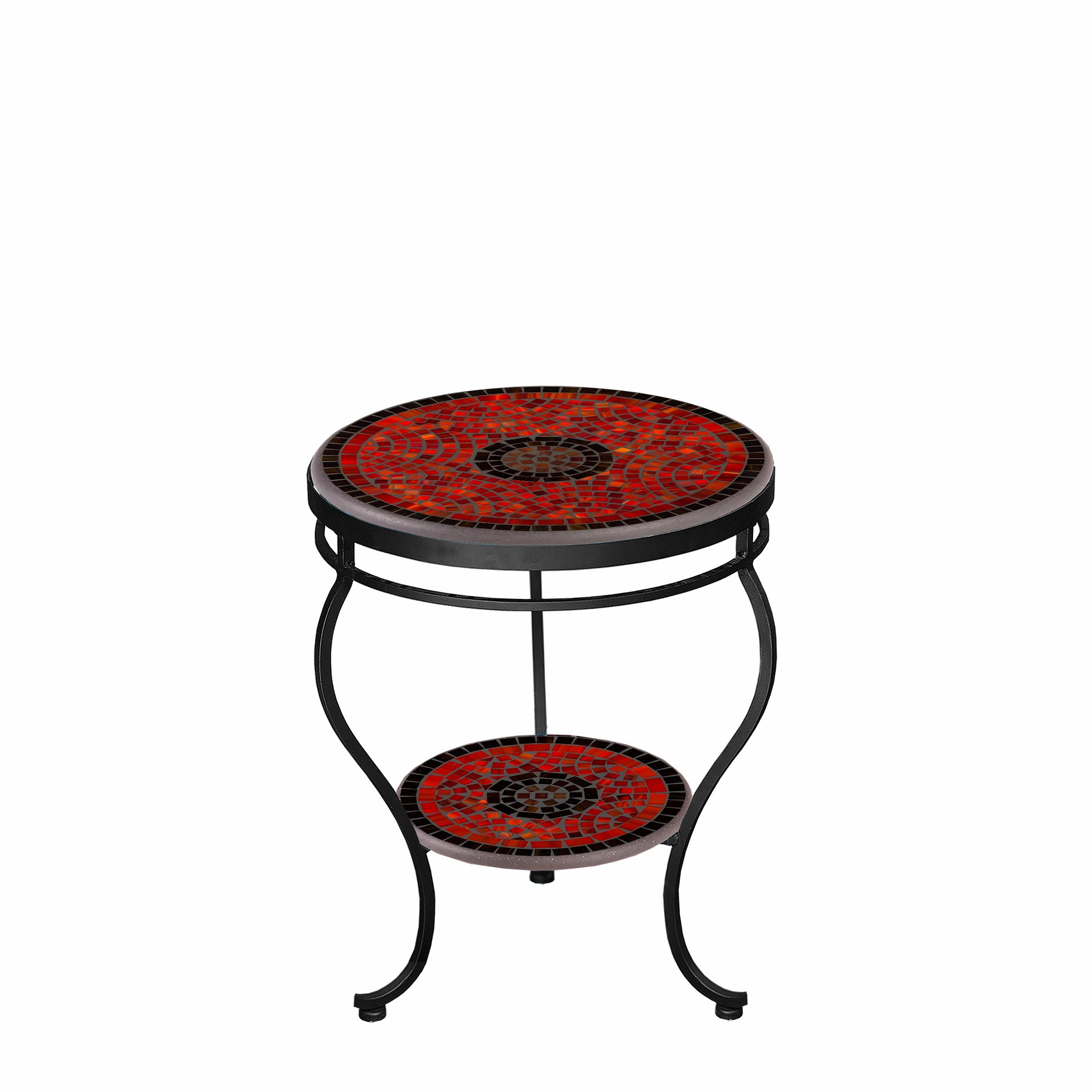 18" Elements Mosaic Stone Top Double Tiered Side Table