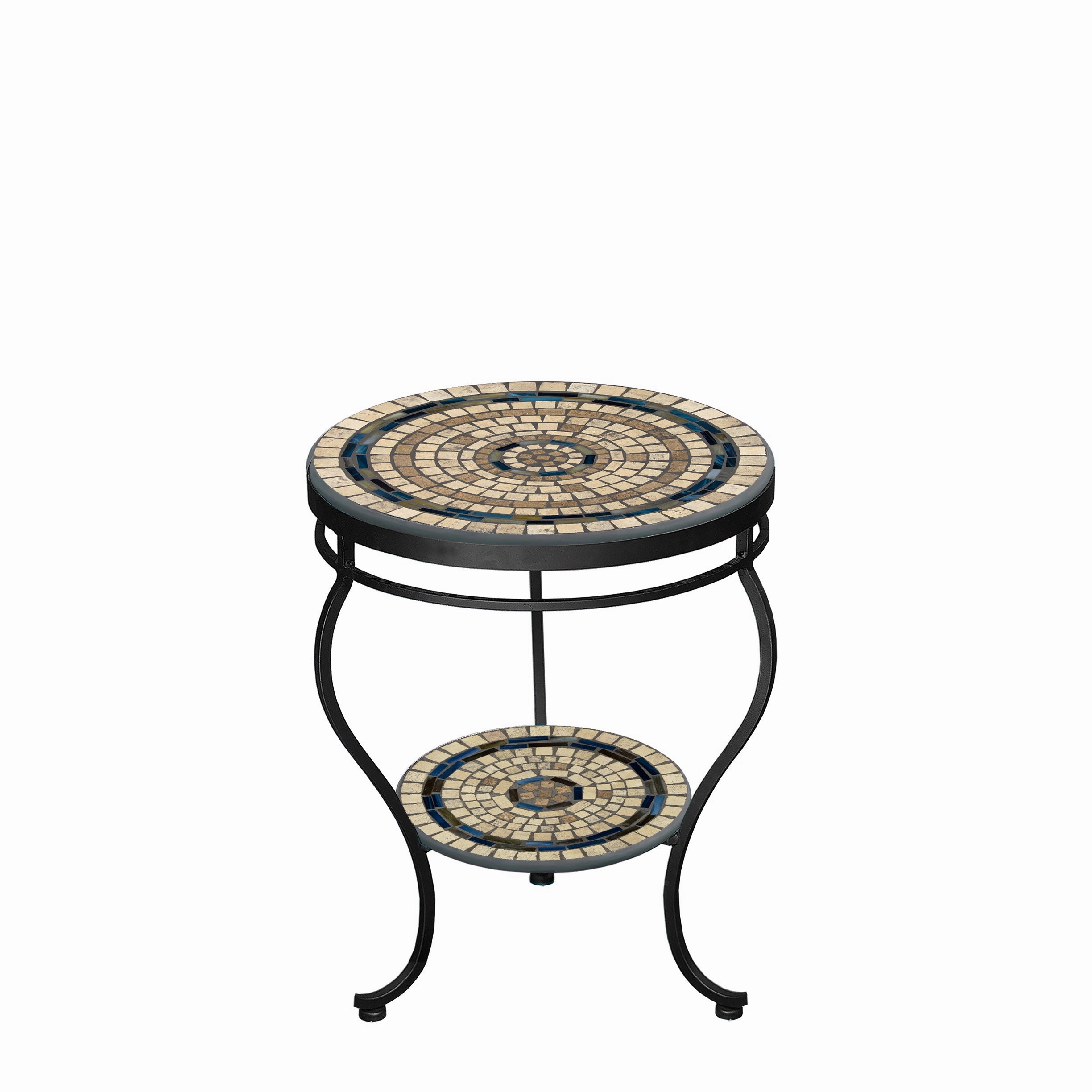 18" Elements Mosaic Stone Top Double Tiered Side Table