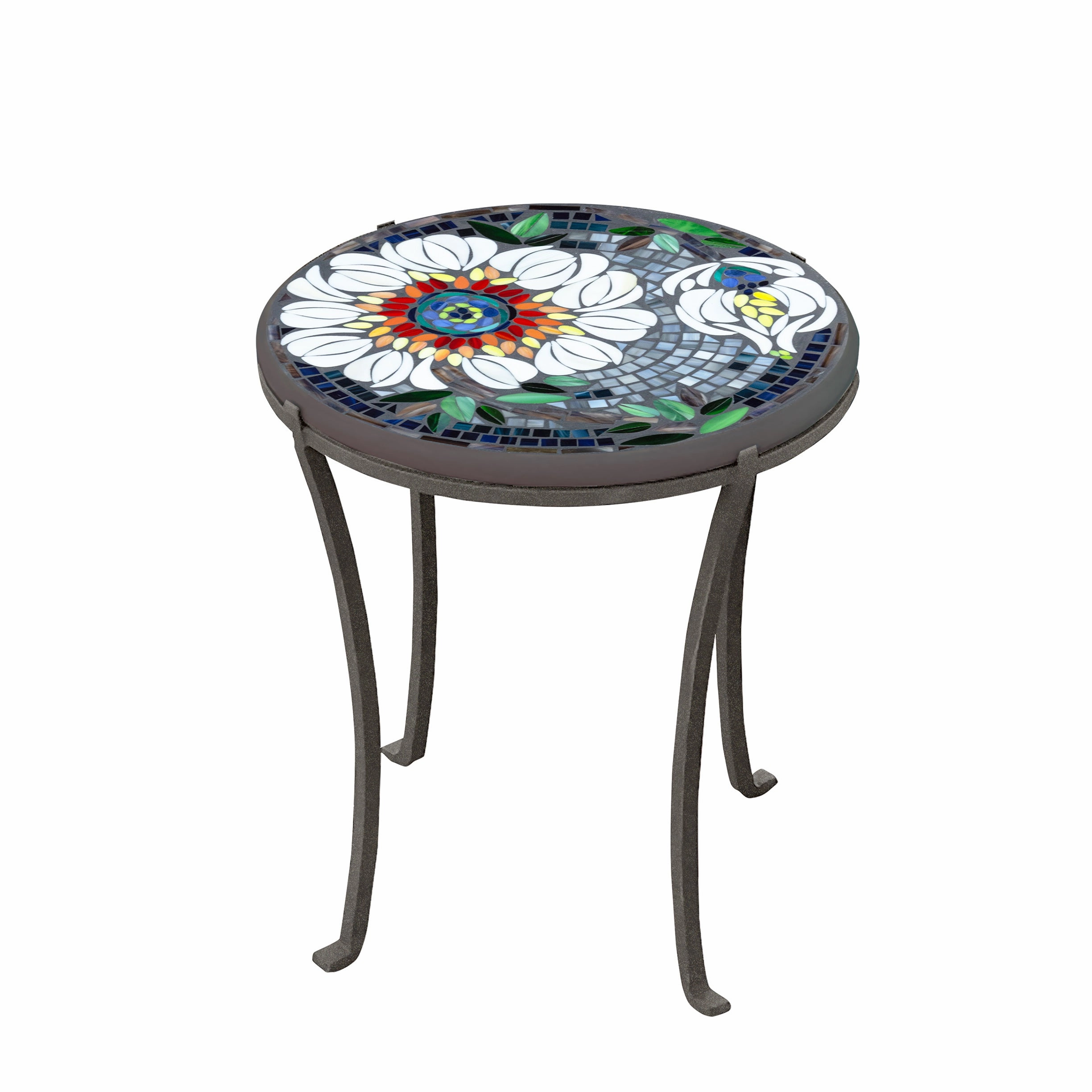 18" Mosaic Stone Top Chaise Tableoutdoor coffee table for patio or lounge