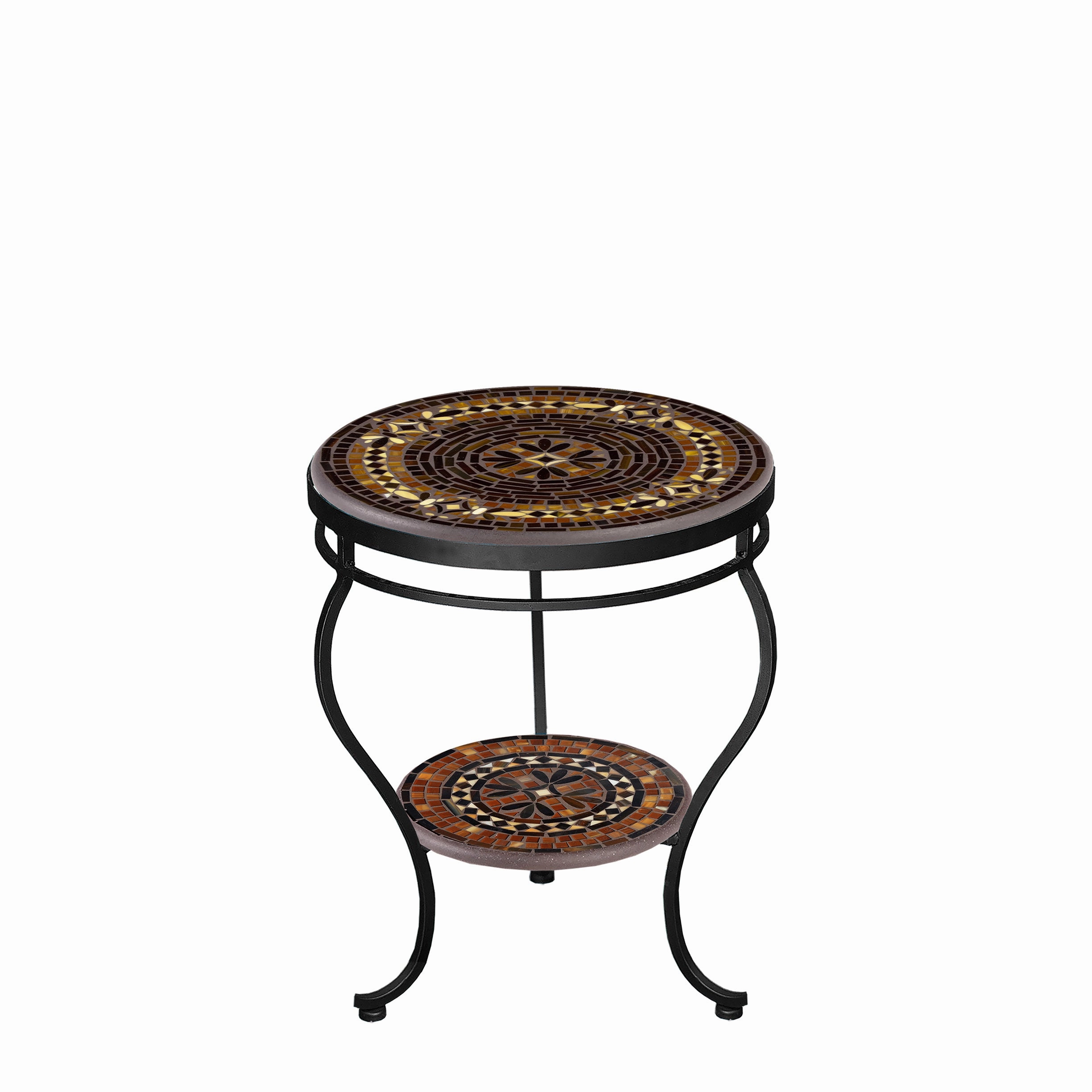 18" Mosaic Stone Top Double Tiered Side Table