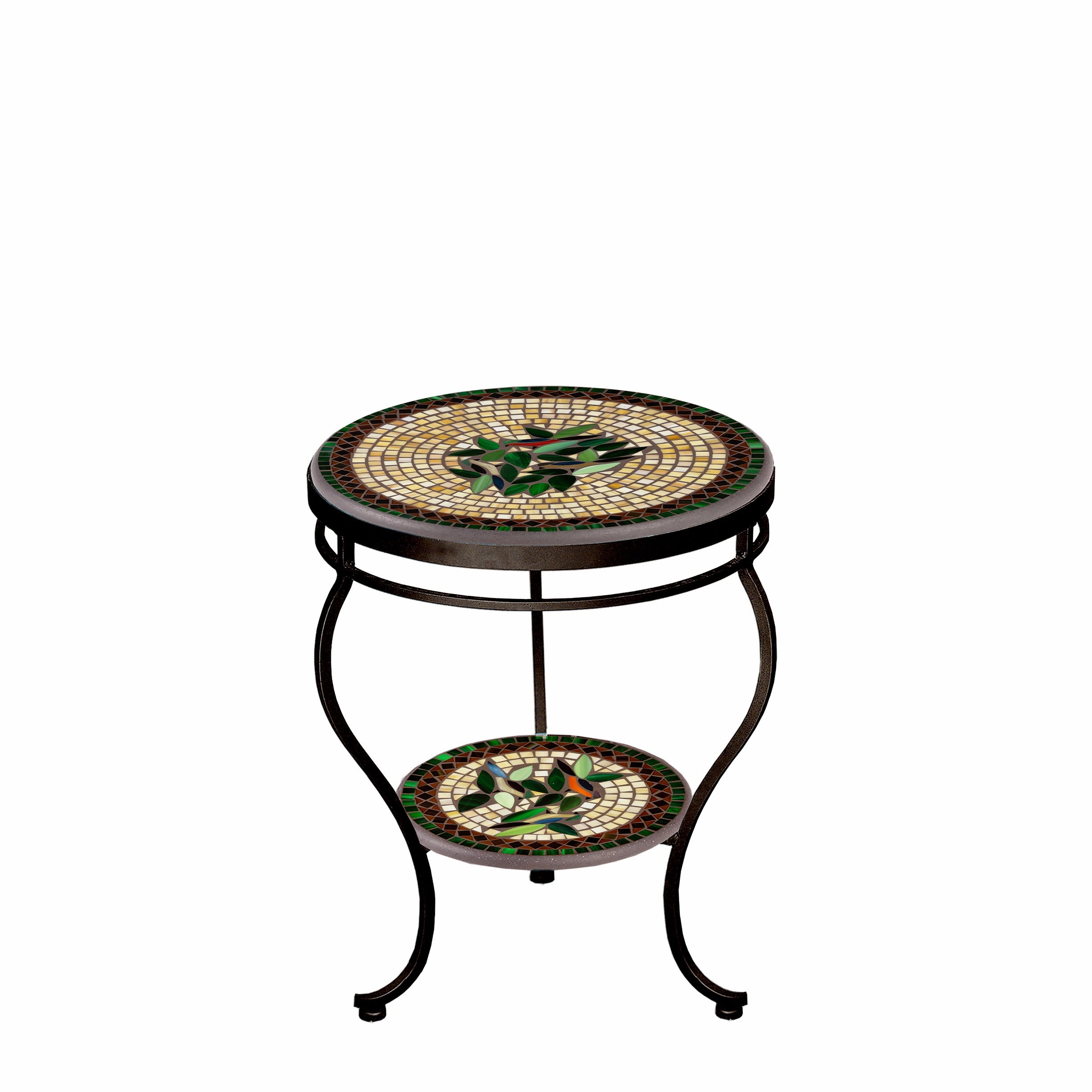 18" Mosaic Stone Top Double Tiered Side Table