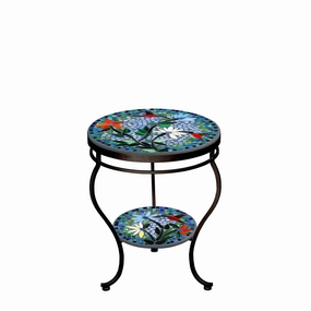 18" Mosaic Stone Top Double Tiered Side Tableoutdoor coffee table for patio or lounge