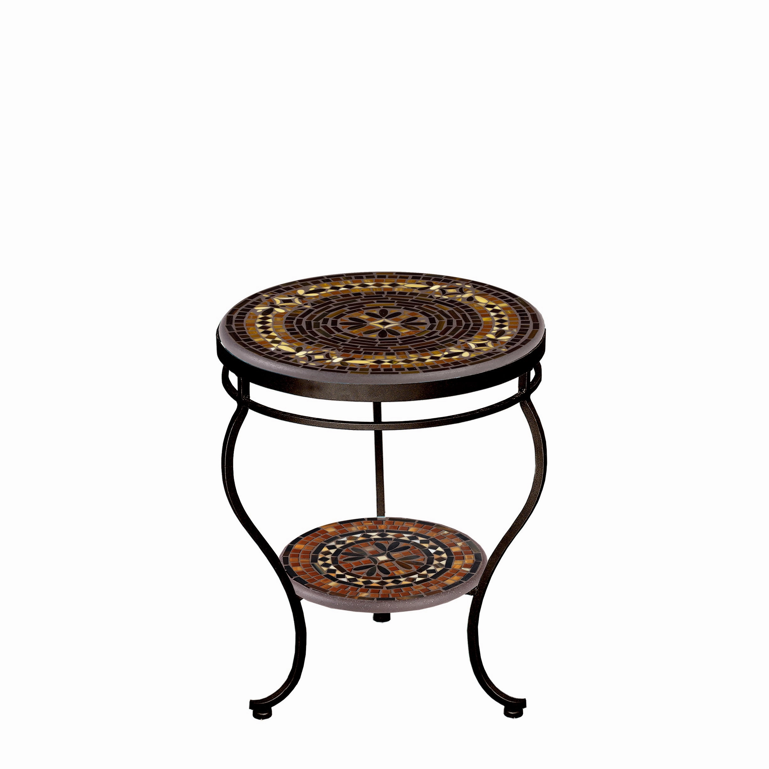 18" Mosaic Stone Top Double Tiered Side Table