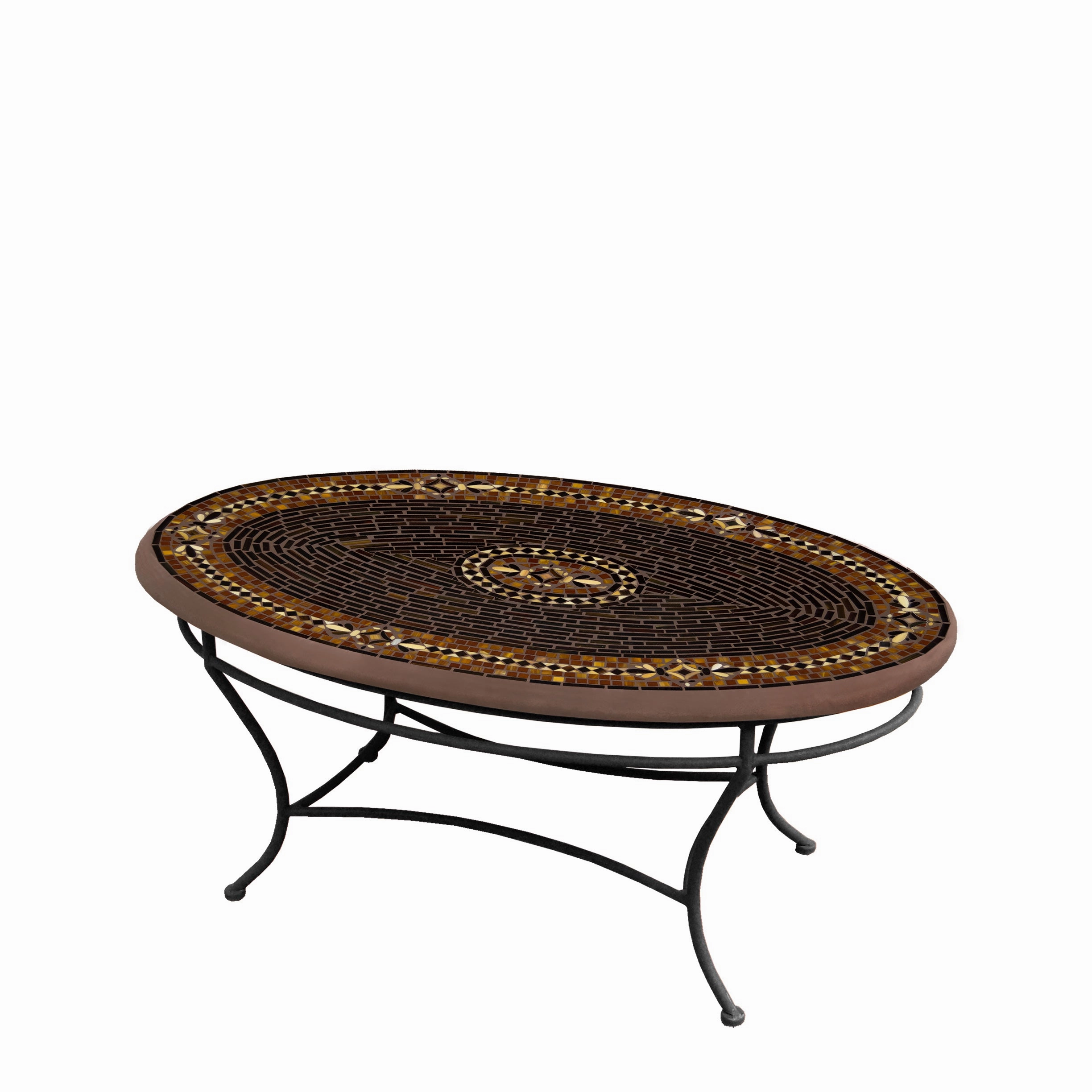 42" Oval Mosaic Stone Top Coffee Table