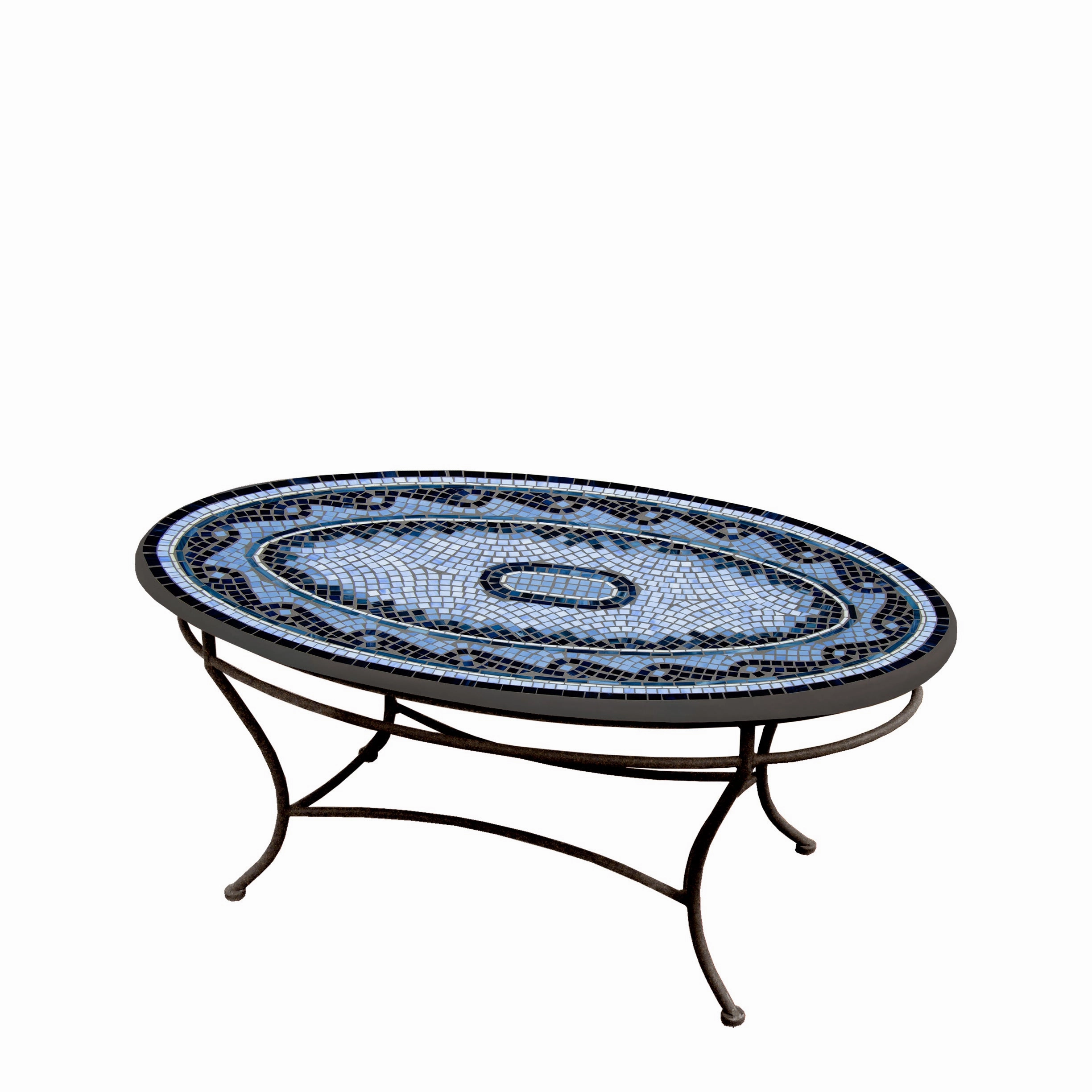 42" Oval Mosaic Stone Top Coffee Table
