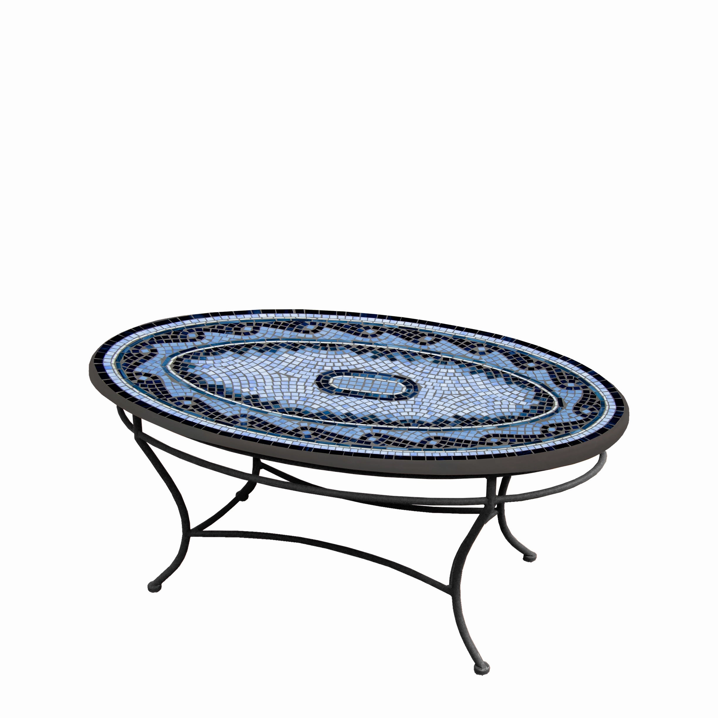 42" Oval Mosaic Stone Top Coffee Table