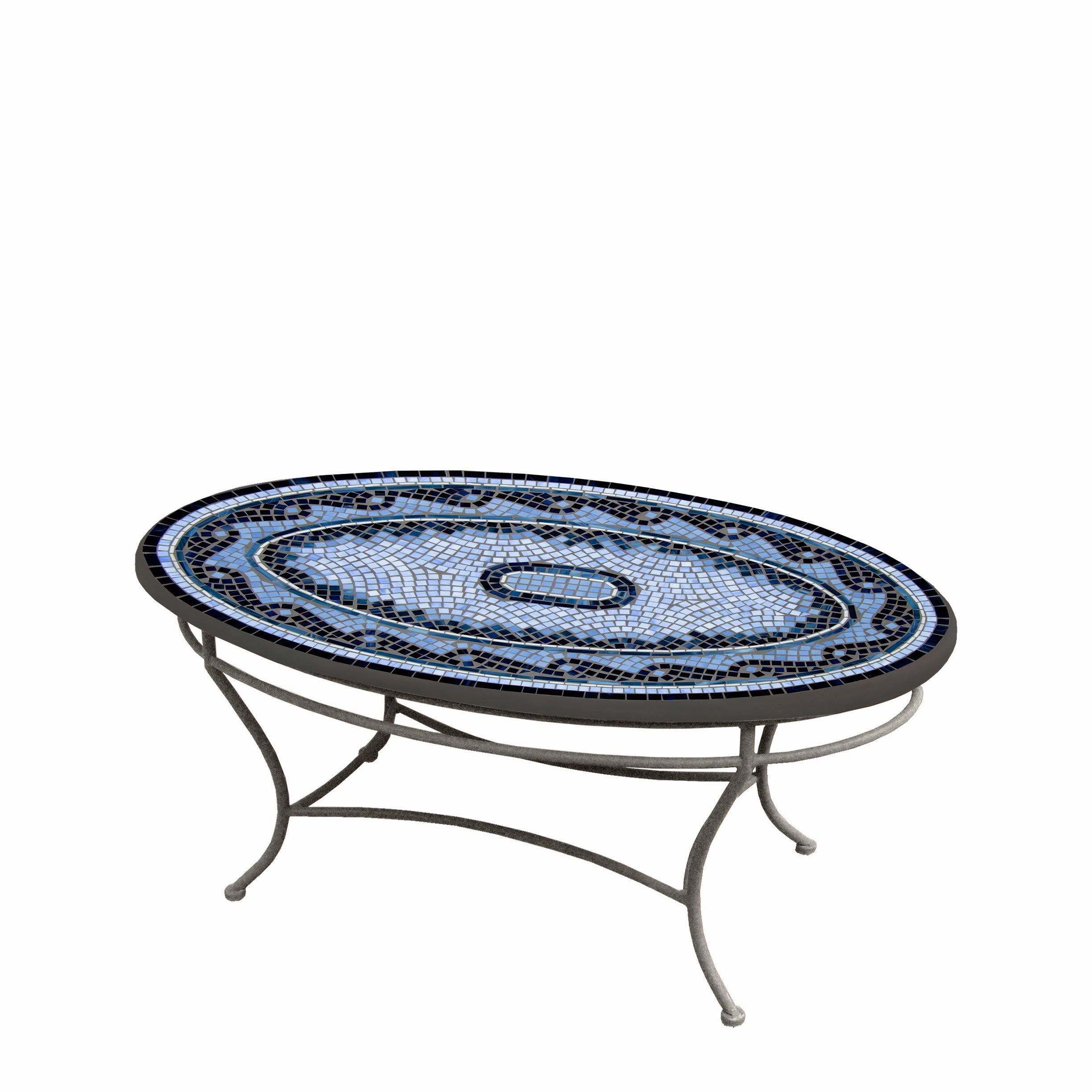 42" Oval Mosaic Stone Top Coffee Table