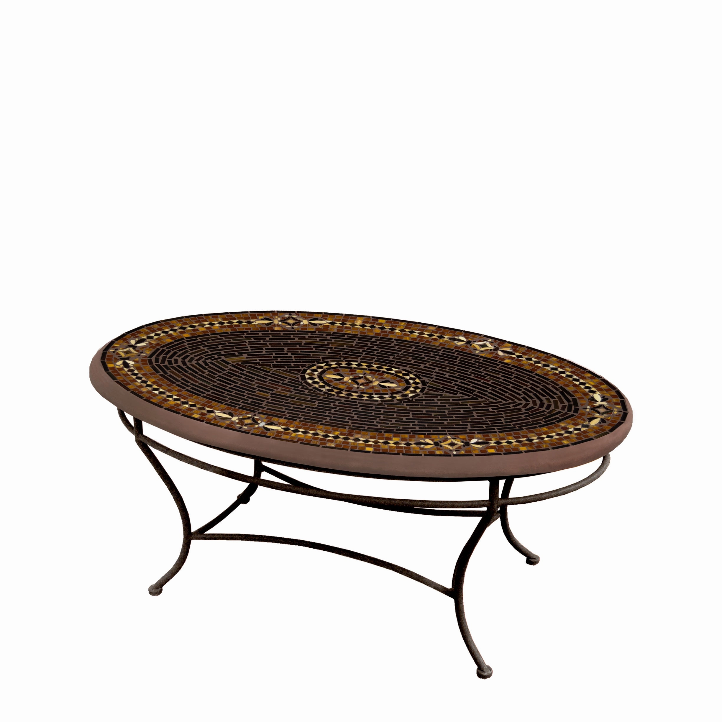 42" Oval Mosaic Stone Top Coffee Table