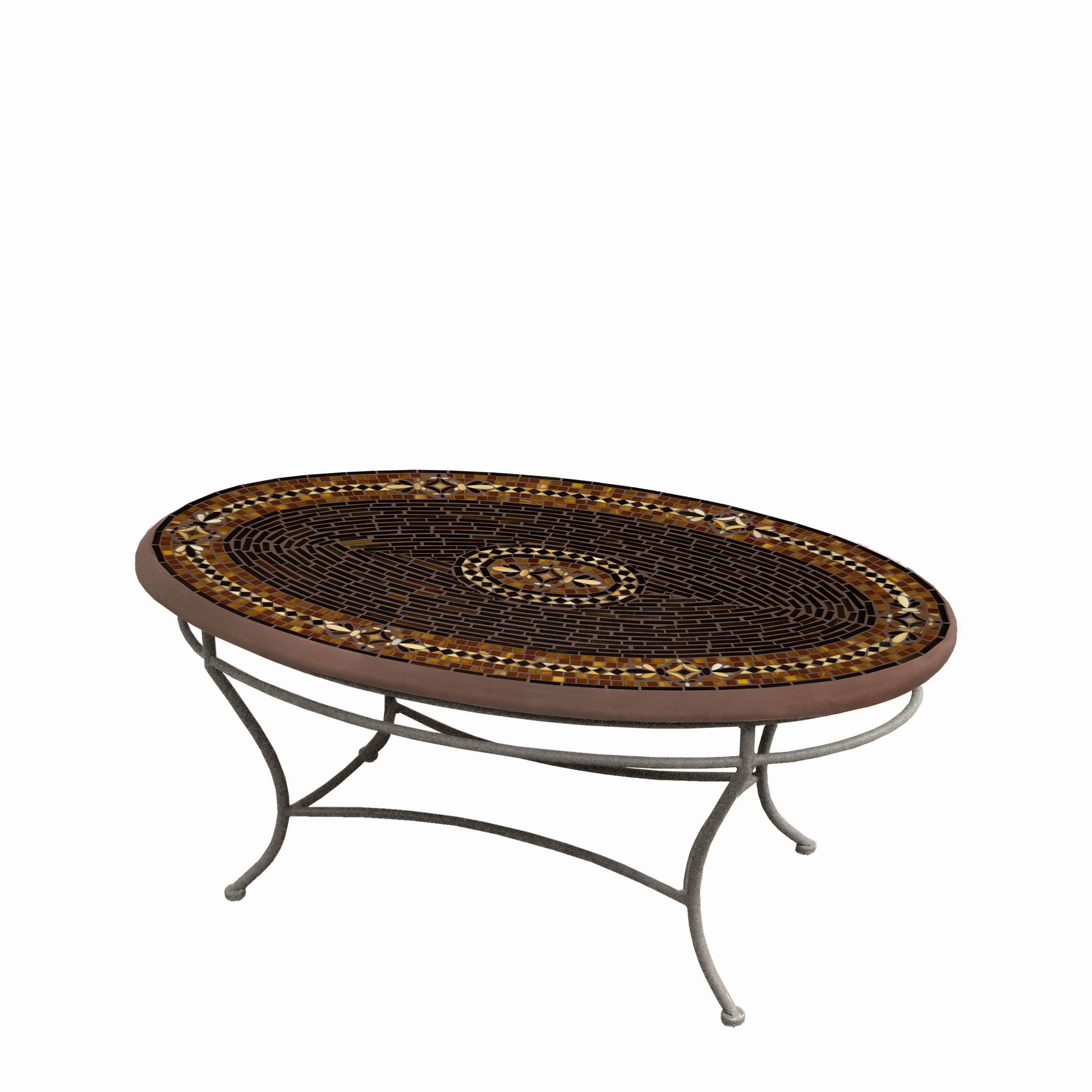 42" Oval Mosaic Stone Top Coffee Table