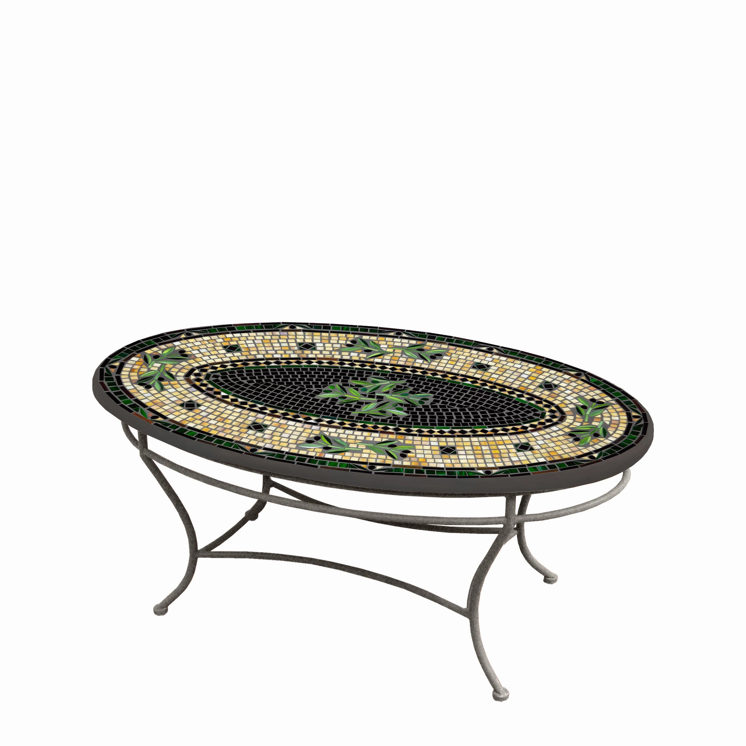 42" Oval Mosaic Stone Top Coffee Table