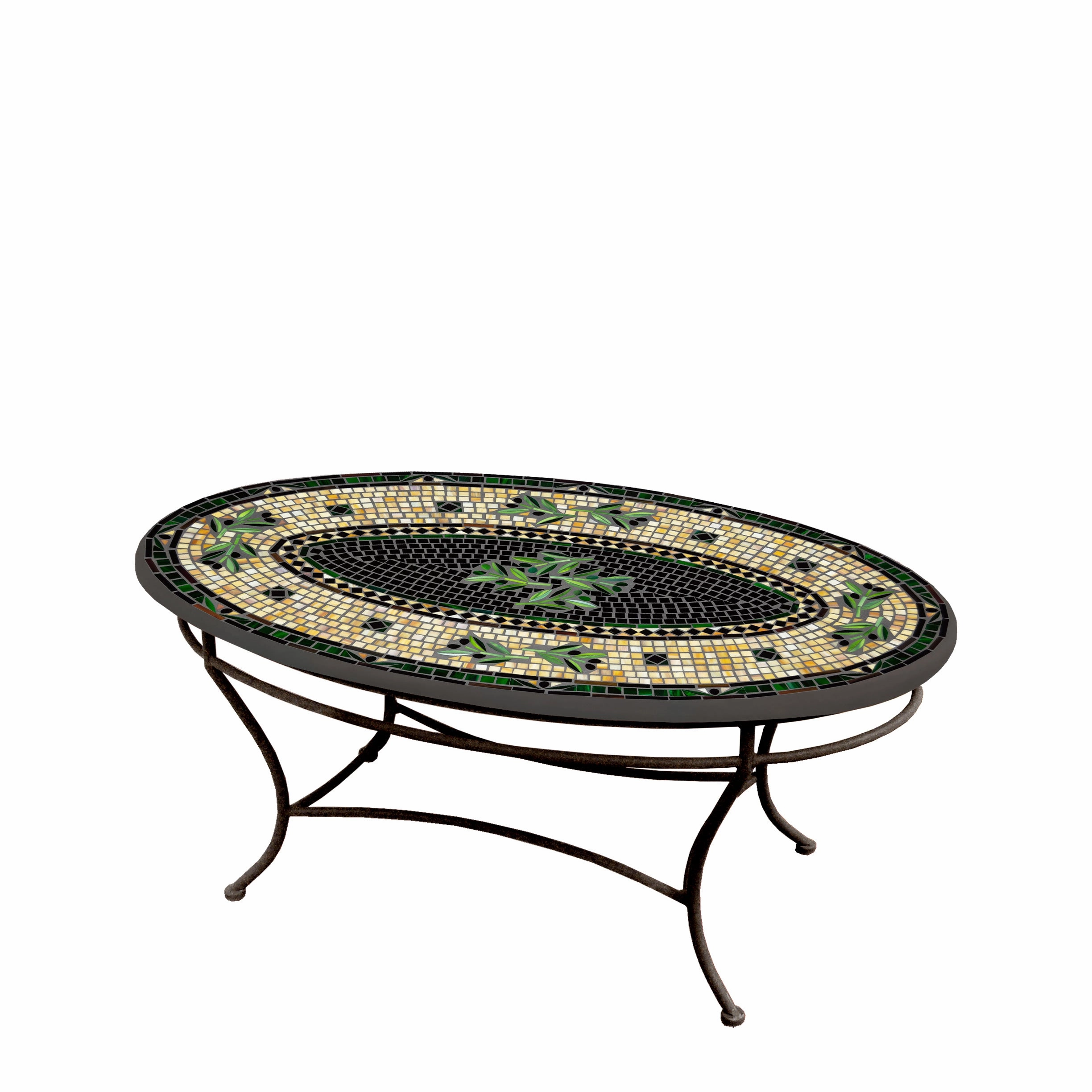 42" Oval Mosaic Stone Top Coffee Table