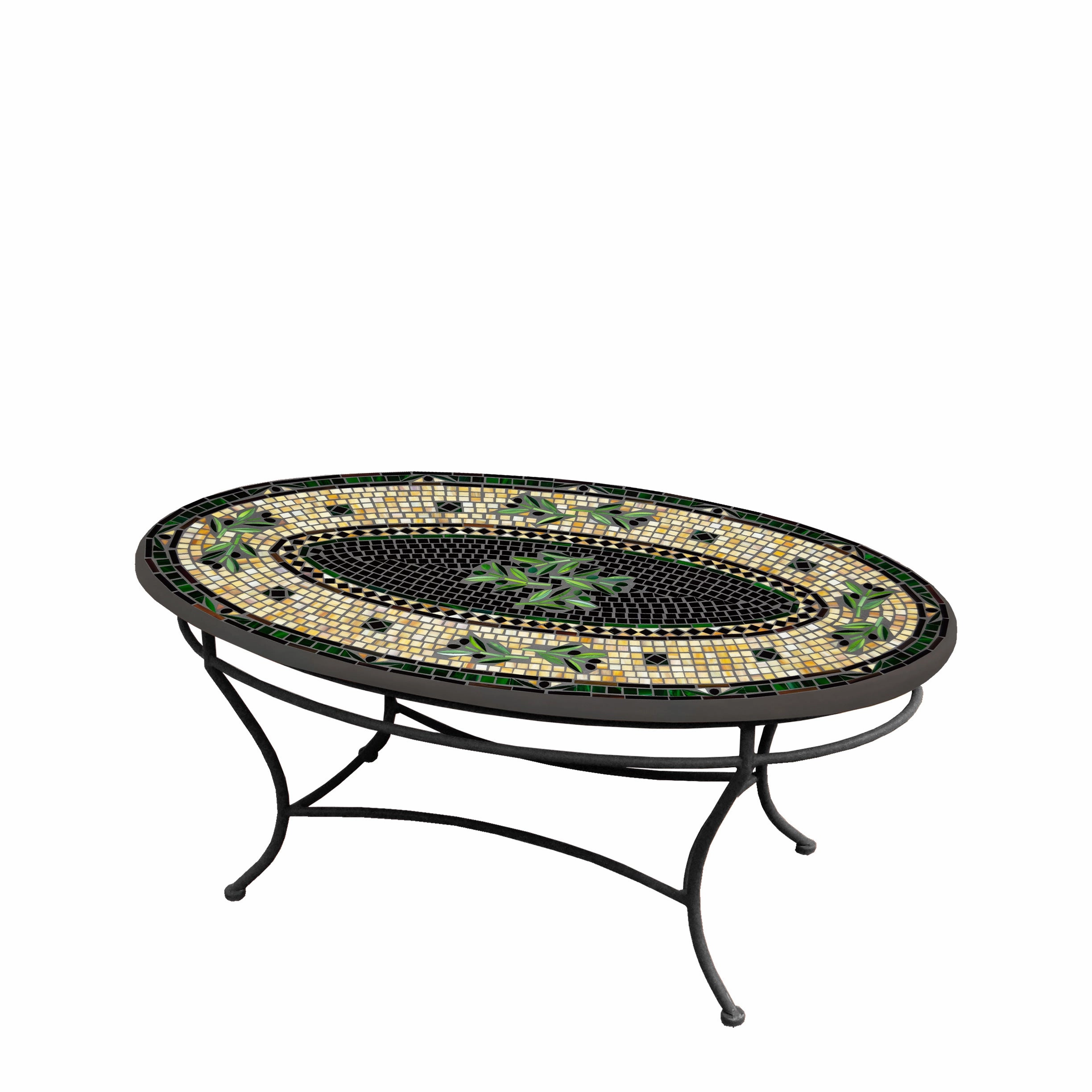 42" Oval Mosaic Stone Top Coffee Table