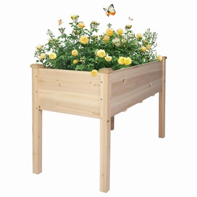 47.2"x21.6"x29.5" Raised Garden Bed Standing Elevated Planter Wooden Box with Drain Hole small herb garden planters for beginners