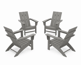 4-Piece Modern Adirondack Chair Conversation Setoutdoor patio dining furniture set
