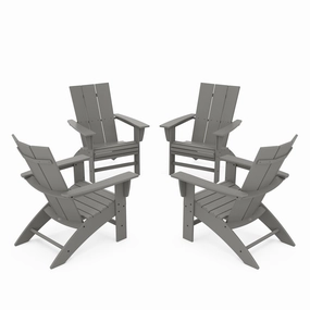 4-Piece Modern Curveback Adirondack Conversation SetHDPE eco-friendly polywood furniture set