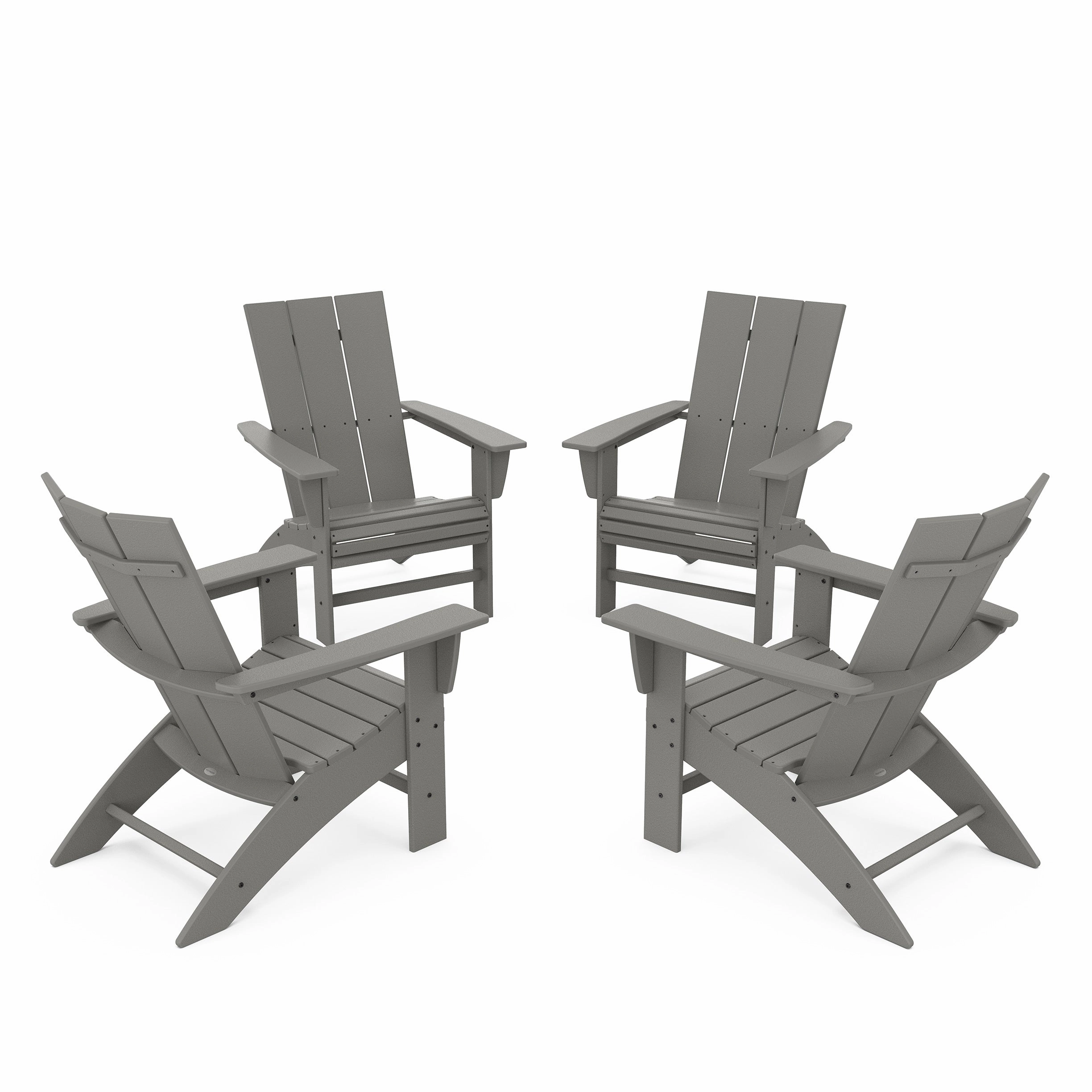 4-Piece Modern Curveback Adirondack Conversation SetHDPE eco-friendly polywood furniture set