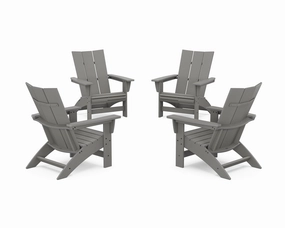 4-Piece Modern Grand Adirondack Chair Conversation Setoutdoor patio dining furniture set
