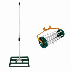 50cm Lawn Leveller & Aerator  Green professional grade gardening tool kit