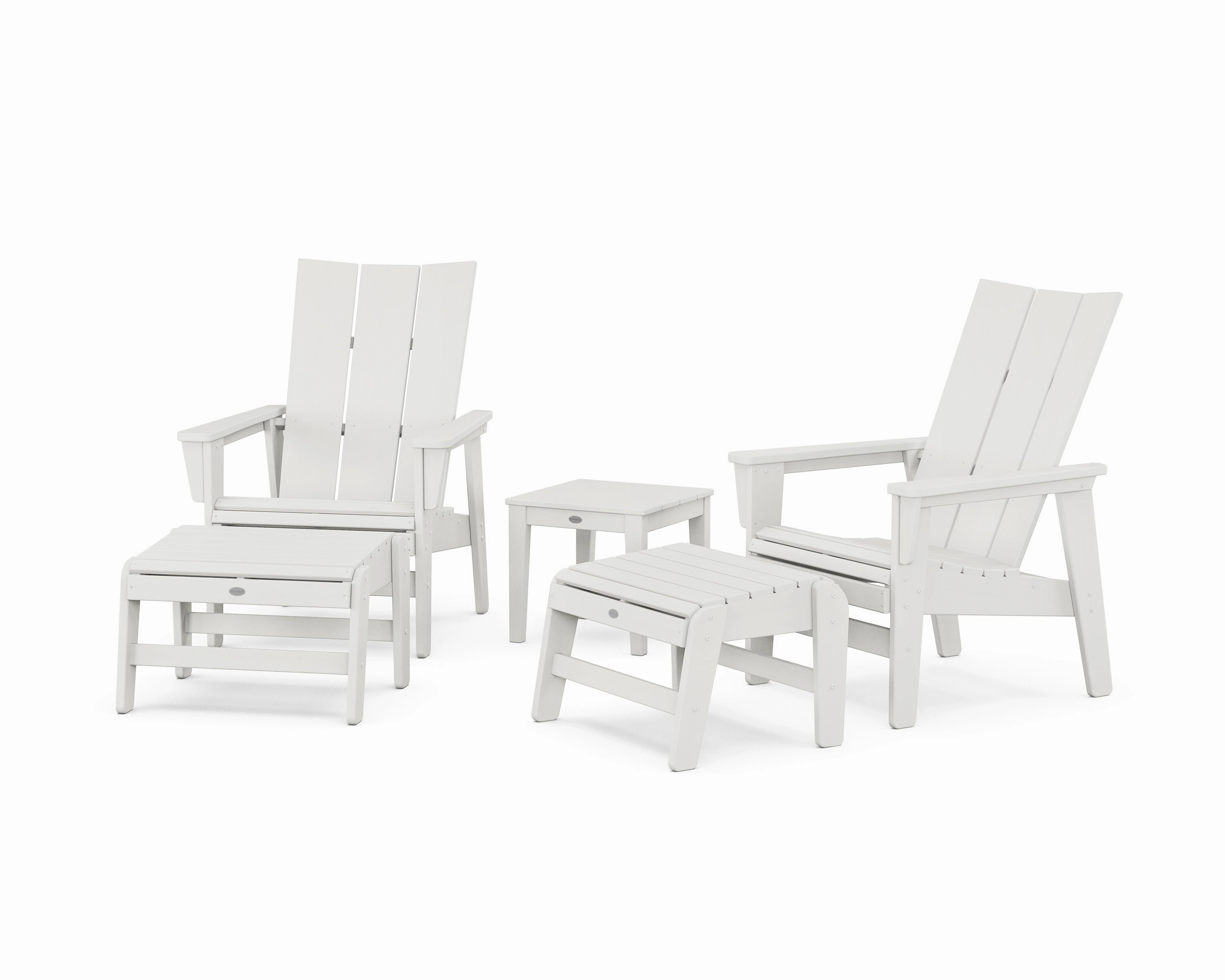 5-Piece Modern Grand Upright Adirondack Set with Ottomans and Side Table