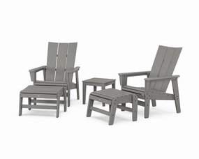 5-Piece Modern Grand Upright Adirondack Set with Ottomans and Side Tableoutdoor patio dining furniture set