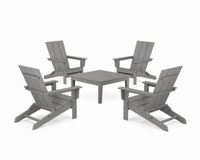 5-Piece Modern Studio Folding Adirondack Chair Conversation Groupoutdoor patio dining furniture set