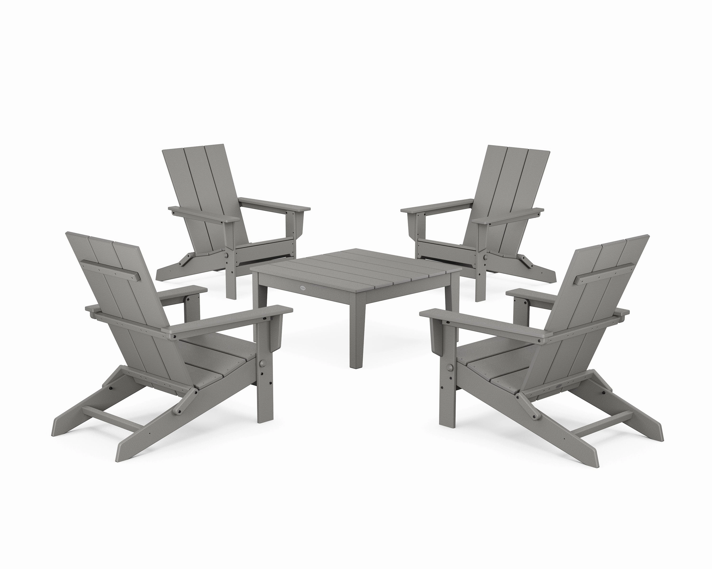 5-Piece Modern Studio Folding Adirondack Chair Conversation Groupoutdoor patio dining furniture set