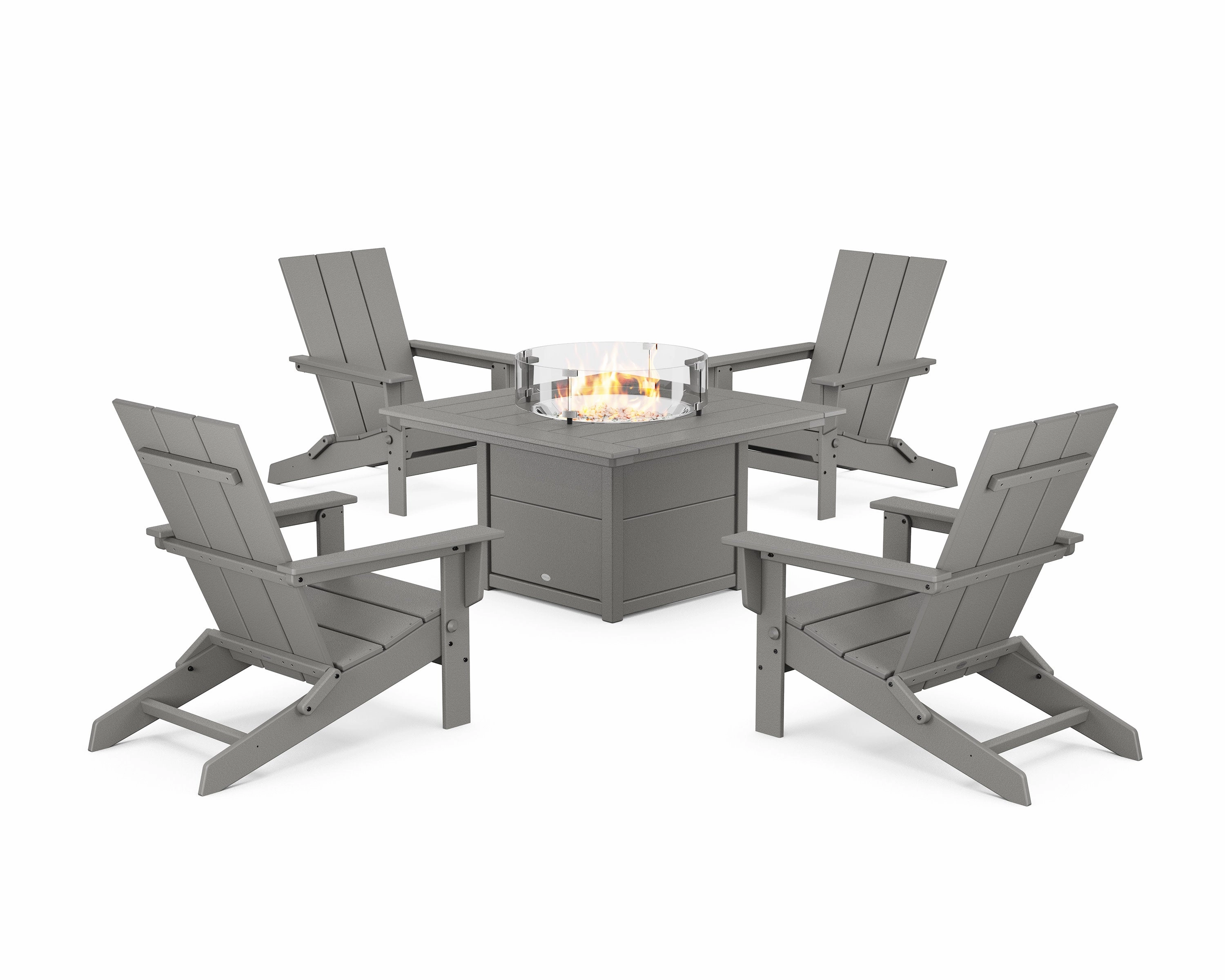 5-Piece Modern Studio Folding Adirondack Conversation Set with Fire Pit Tableoutdoor patio dining furniture set