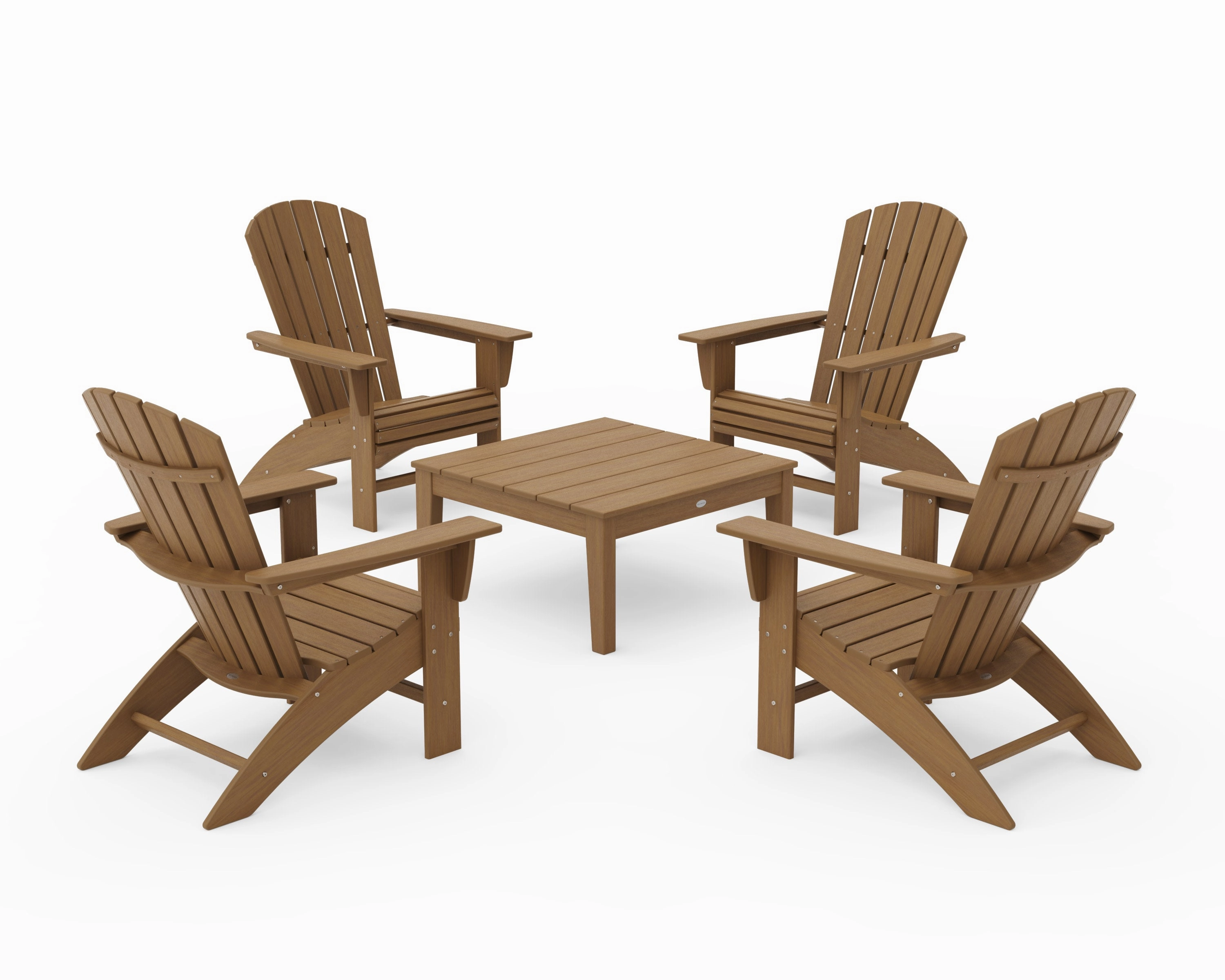 5-Piece Nautical Curveback Adirondack Chair Conversation Set with 36" Conversation Table