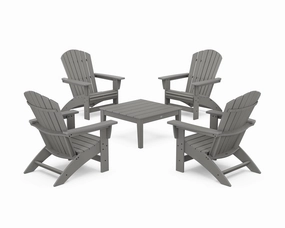 5-Piece Nautical Grand Adirondack Chair Conversation Groupoutdoor patio dining furniture set