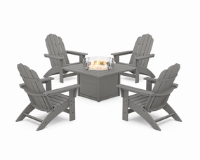 5-Piece Vineyard Grand Adirondack Conversation Set with Fire Pit Tableoutdoor patio dining furniture set