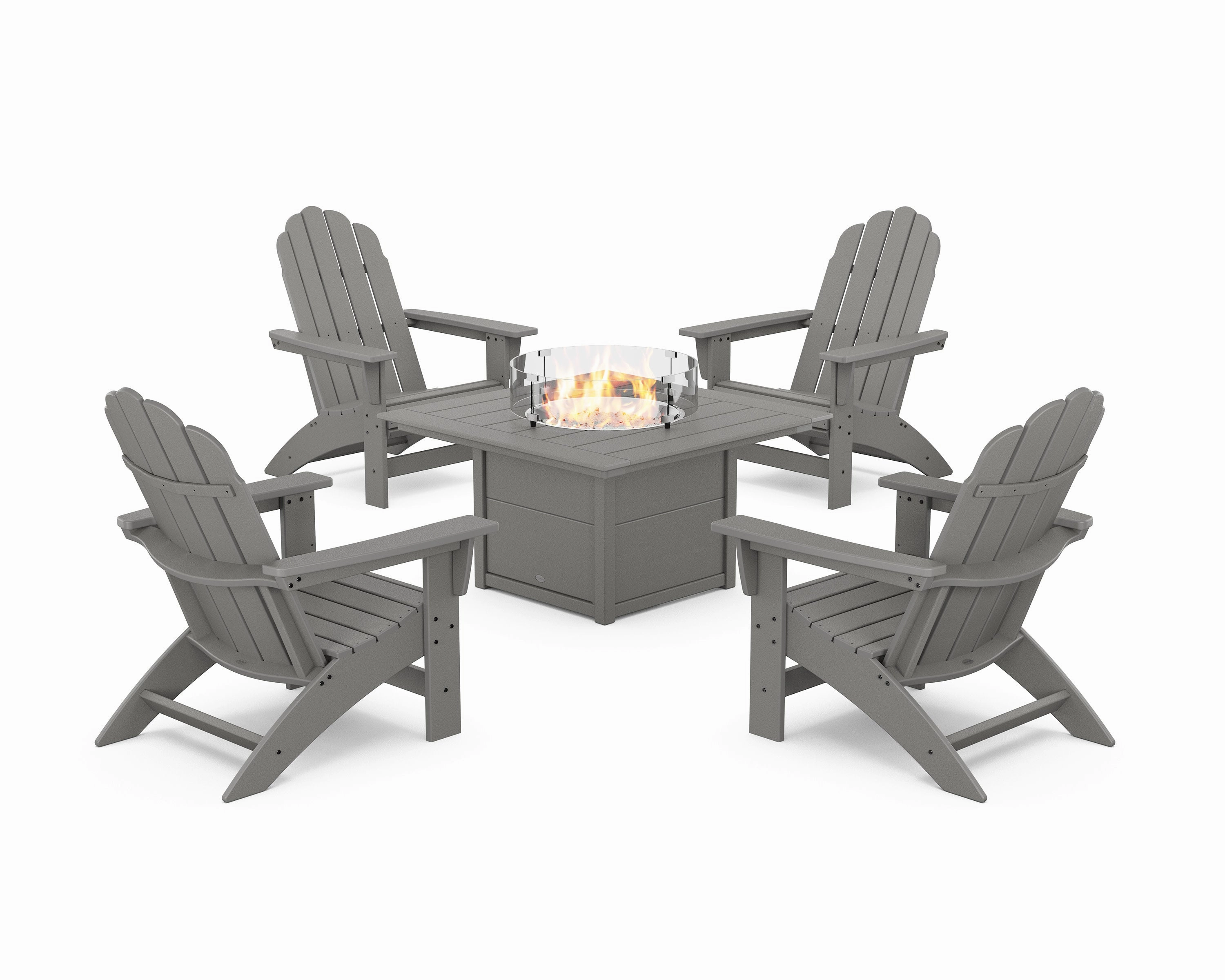 5-Piece Vineyard Grand Adirondack Conversation Set with Fire Pit Tableoutdoor patio dining furniture set