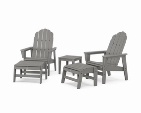 5-Piece Vineyard Grand Upright Adirondack Set with Ottomans and Side Tableoutdoor patio dining furniture set