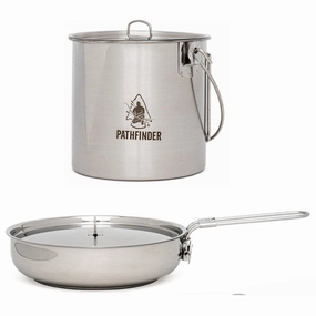 8" SS Skillet 64oz Bush Pot Combo professional grade outdoor cooking tools