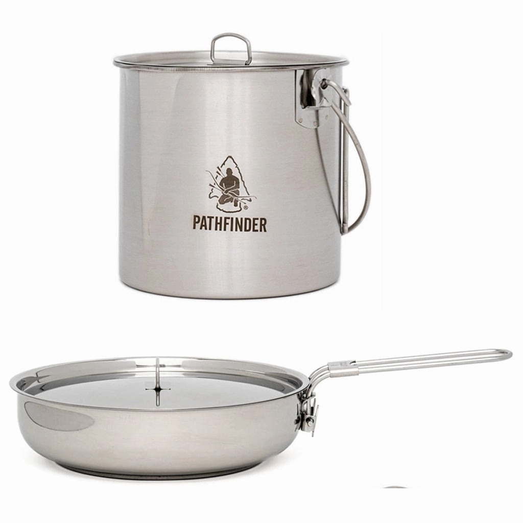 8" SS Skillet 64oz Bush Pot Combo professional grade outdoor cooking tools