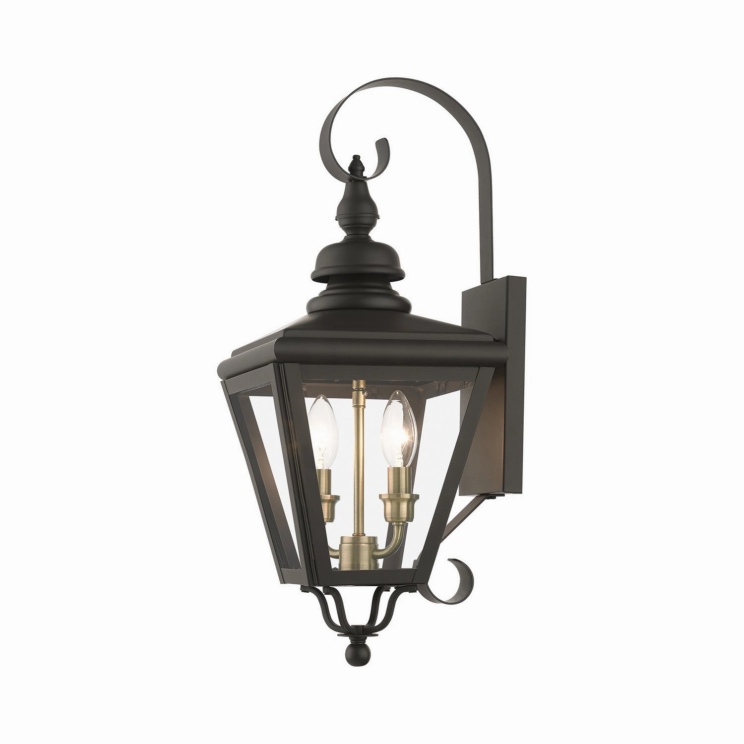 Adams Two Light Outdoor Wall Lantern Bronze with Antique Brass