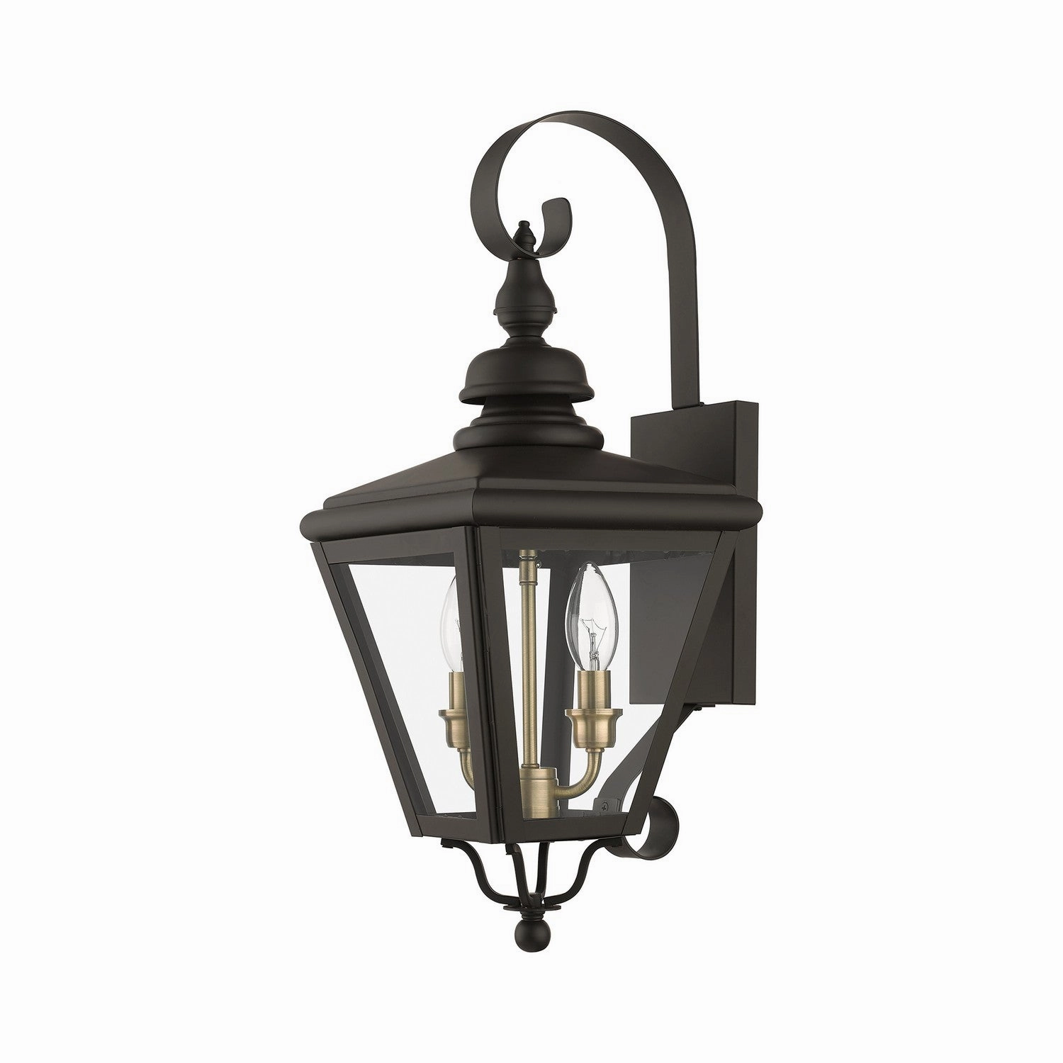 Adams Two Light Outdoor Wall Lantern Bronze with Antique Brass