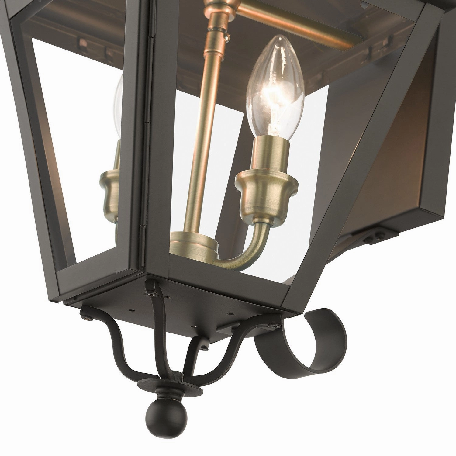 Adams Two Light Outdoor Wall Lantern Bronze with Antique Brass