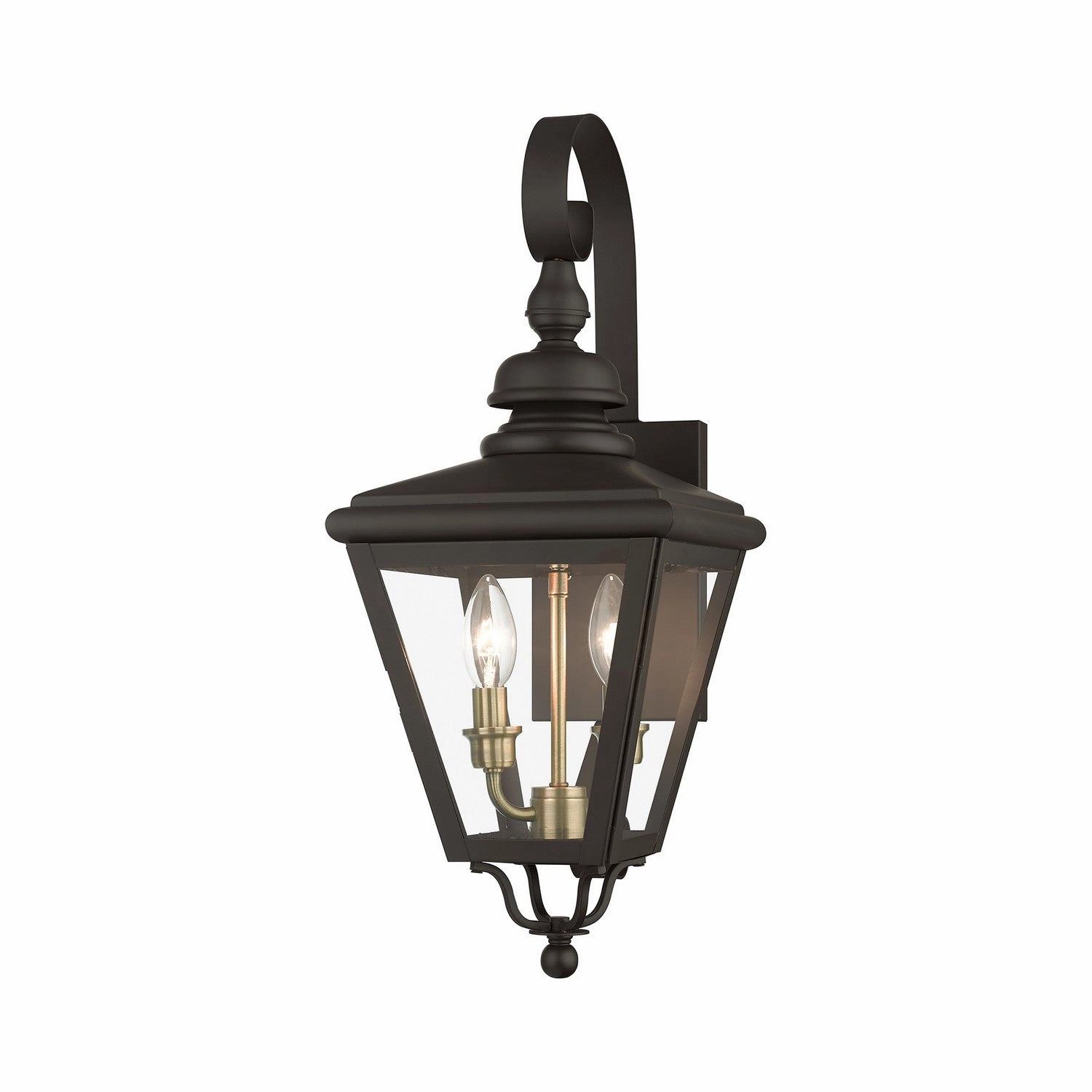Adams Two Light Outdoor Wall Lantern Bronze with Antique Brass