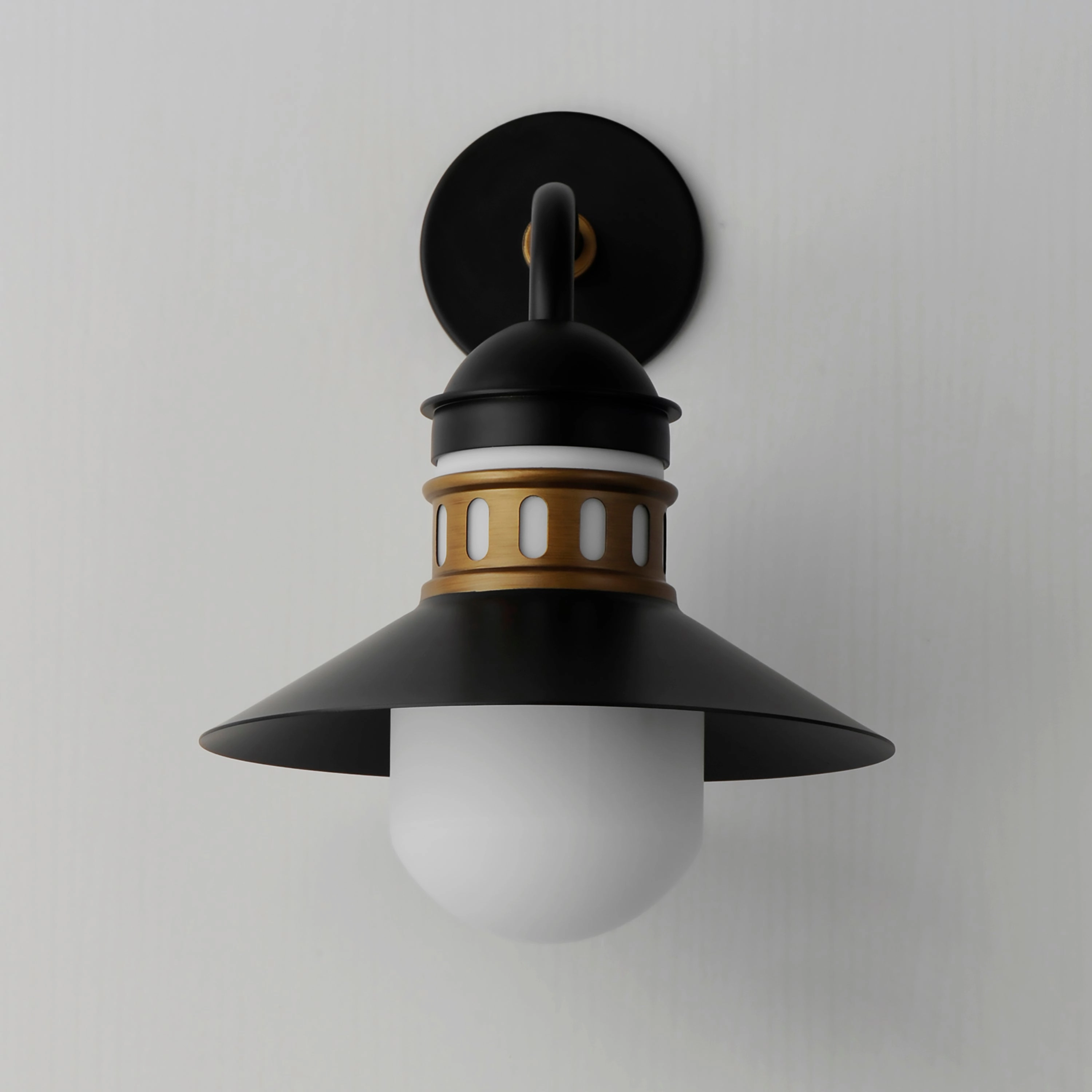 Admiralty One Light Outdoor Wall Sconce Black / Antique Brass